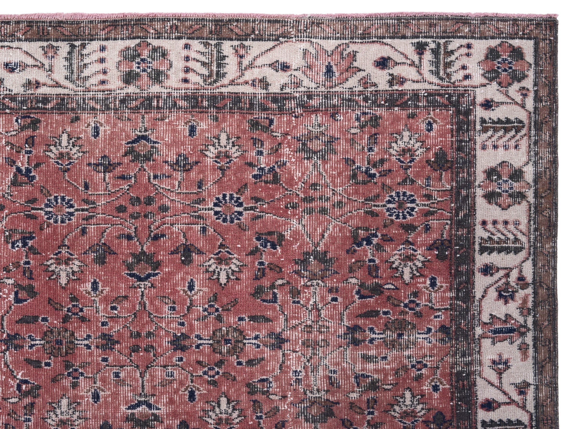 Turkish Isparta area rug in rust and cream, view 8 of 10