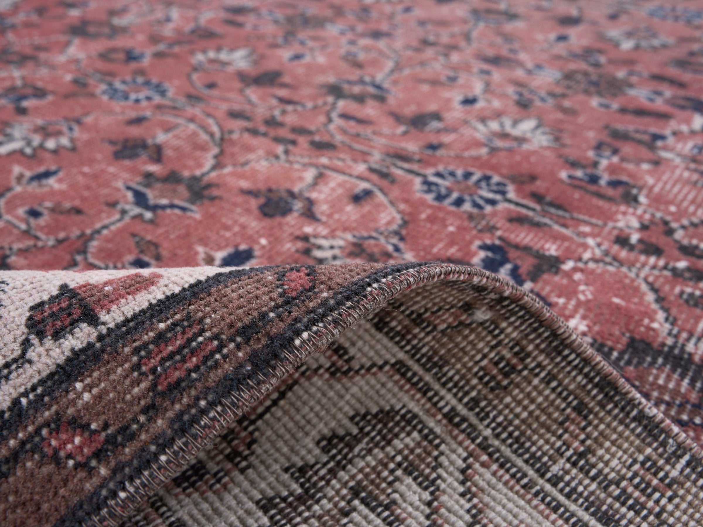 Turkish Isparta area rug in rust and cream, view 9 of 10