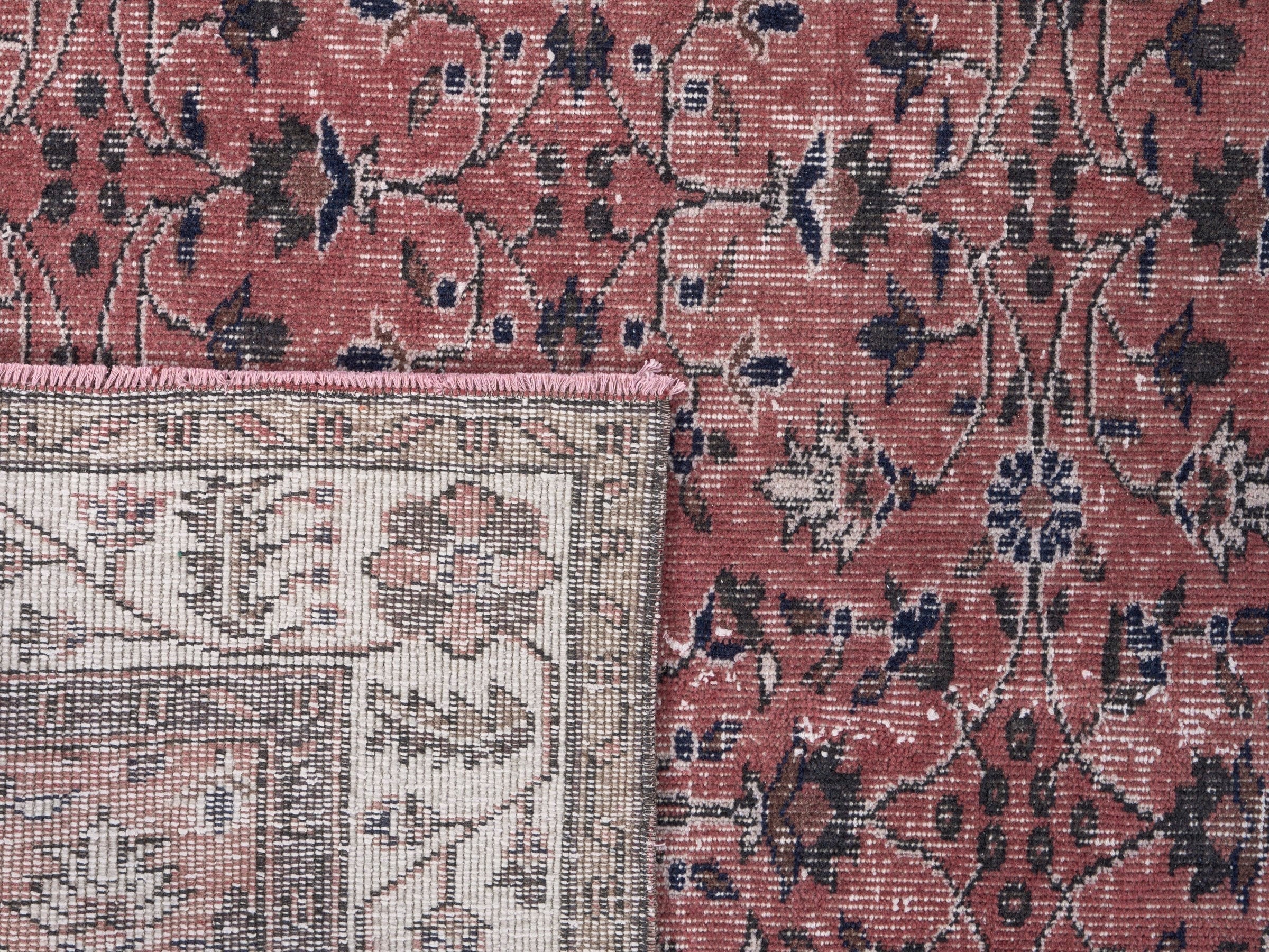 Turkish Isparta area rug in rust and cream, view 10 of 10