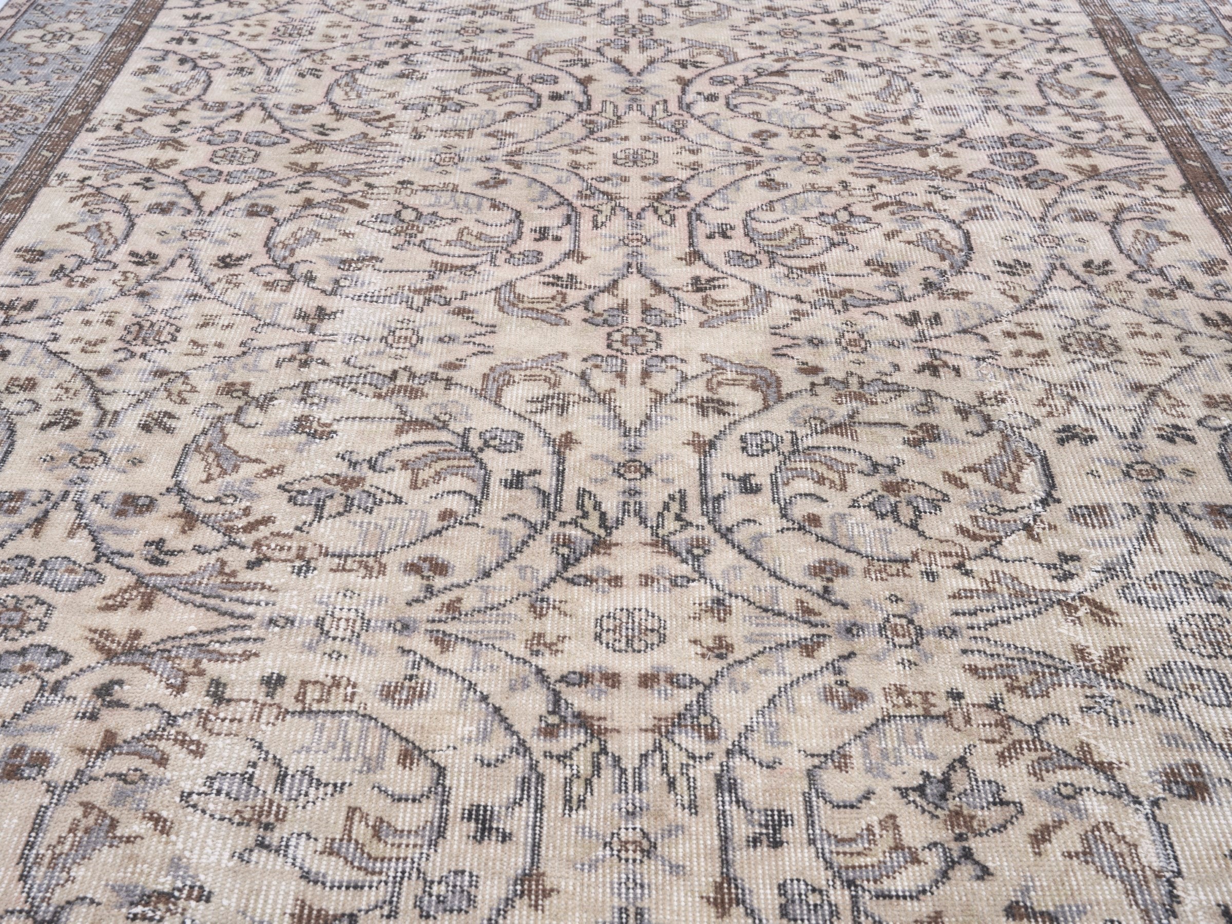 Turkish Isparta area rug in ivory and taupe, view 4 of 10