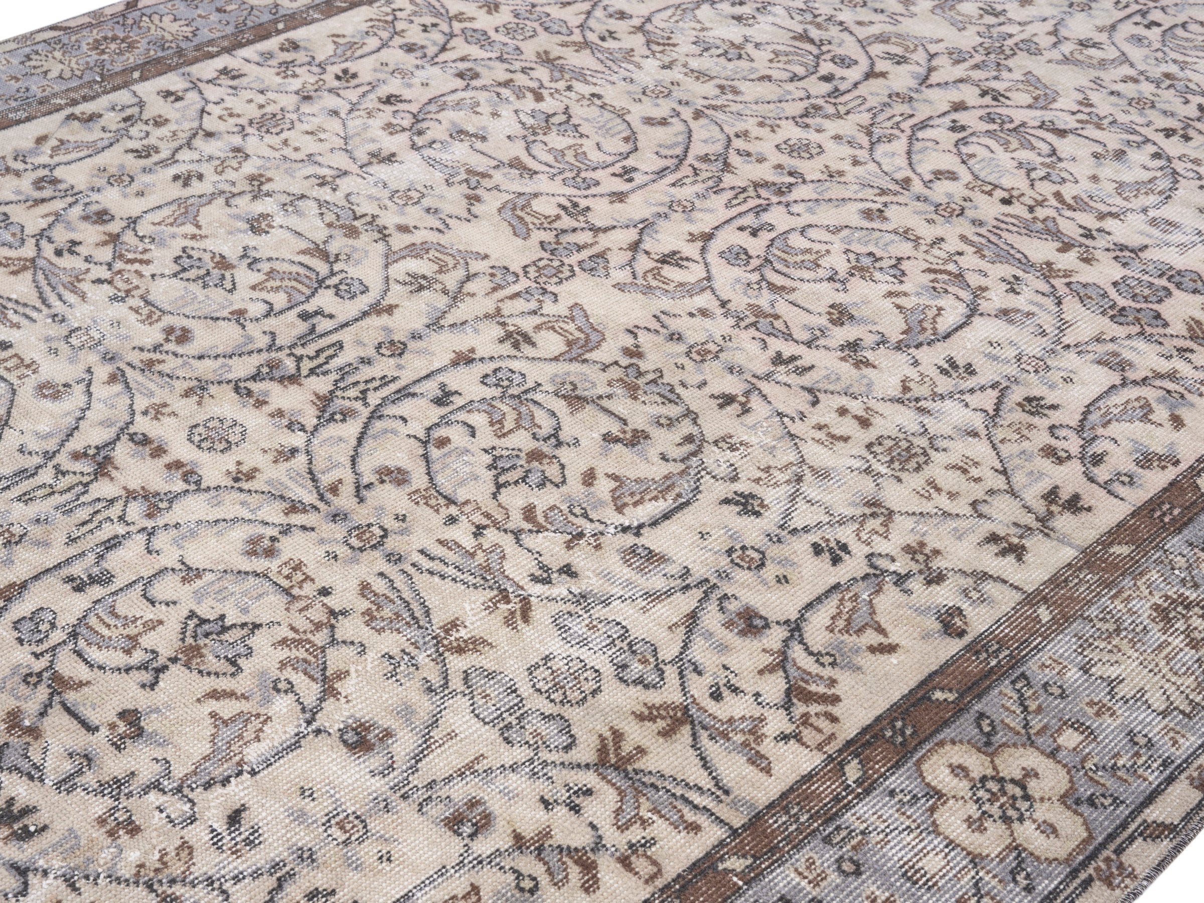 Turkish Isparta area rug in ivory and taupe, view 5 of 10