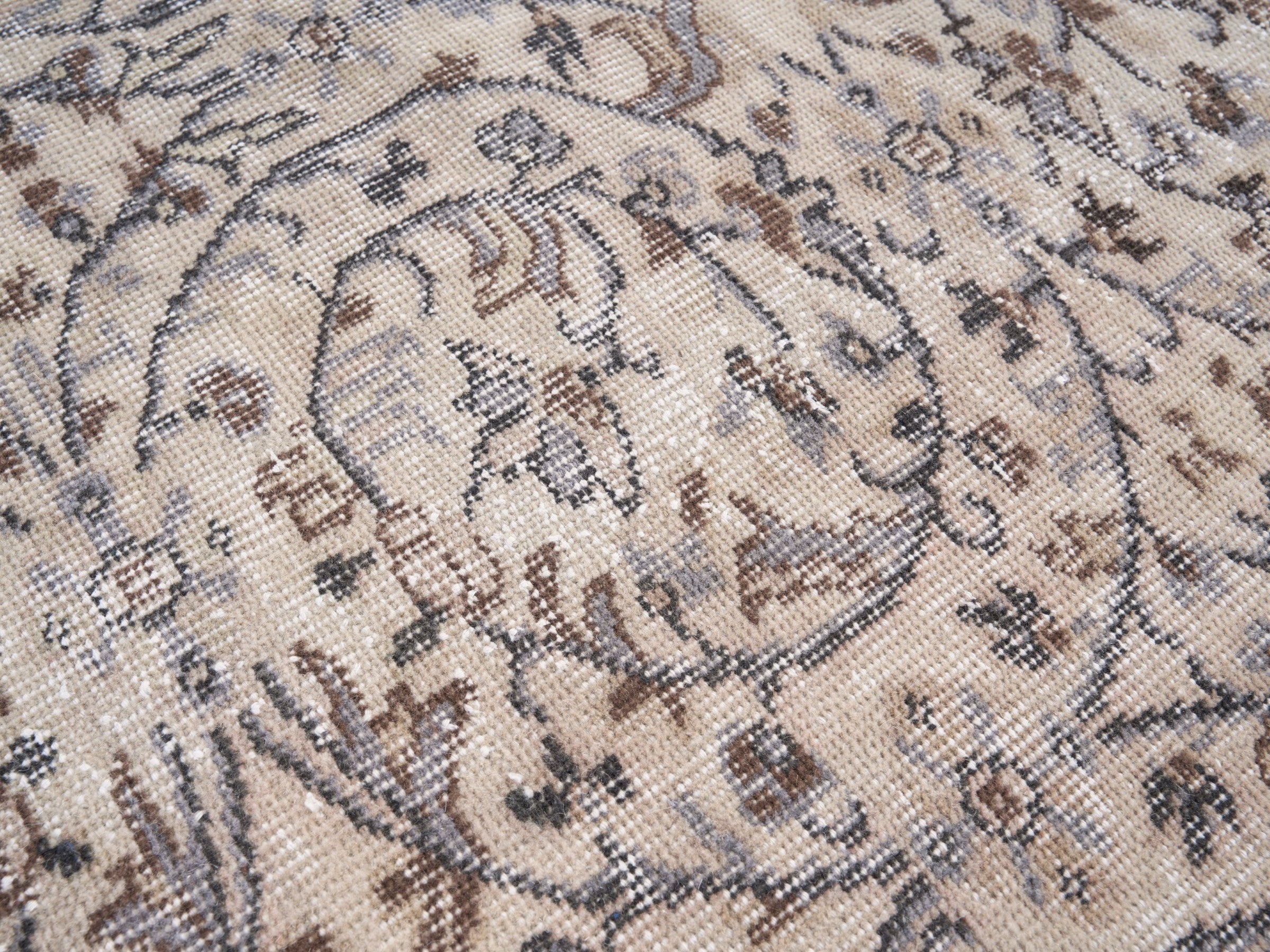 Turkish Isparta area rug in ivory and taupe, view 7 of 10