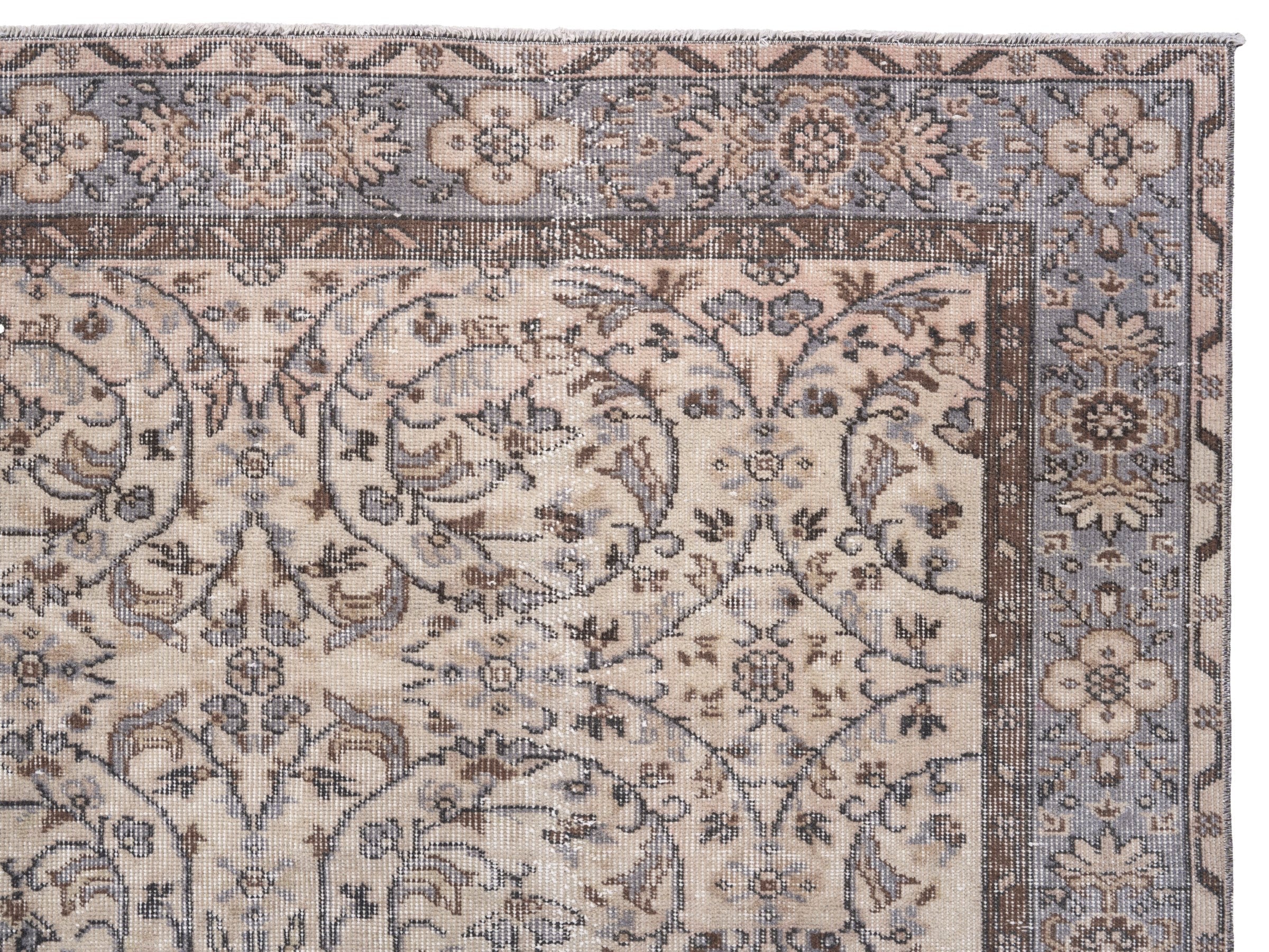 Turkish Isparta area rug in ivory and taupe, view 8 of 10