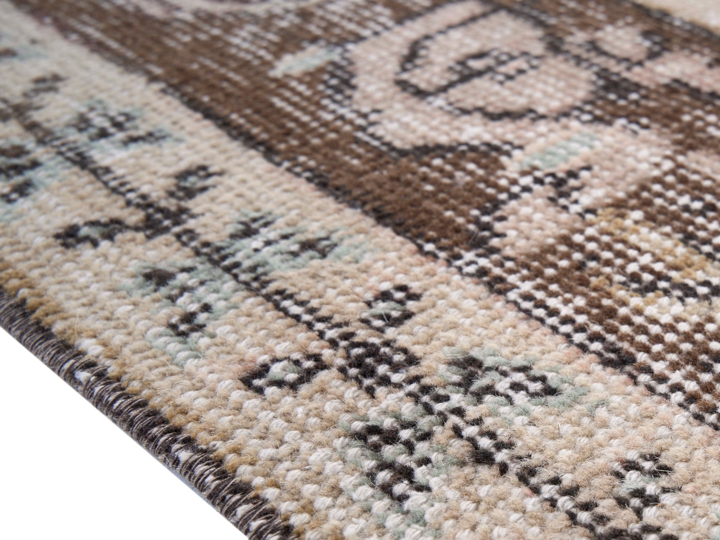 Turkish Isparta area rug in cream and brown, view 6 of 10