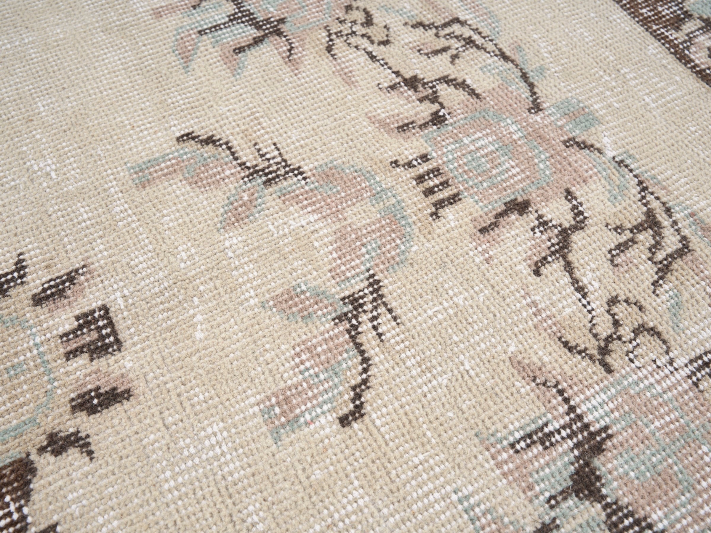 Turkish Isparta area rug in cream and brown, view 8 of 10