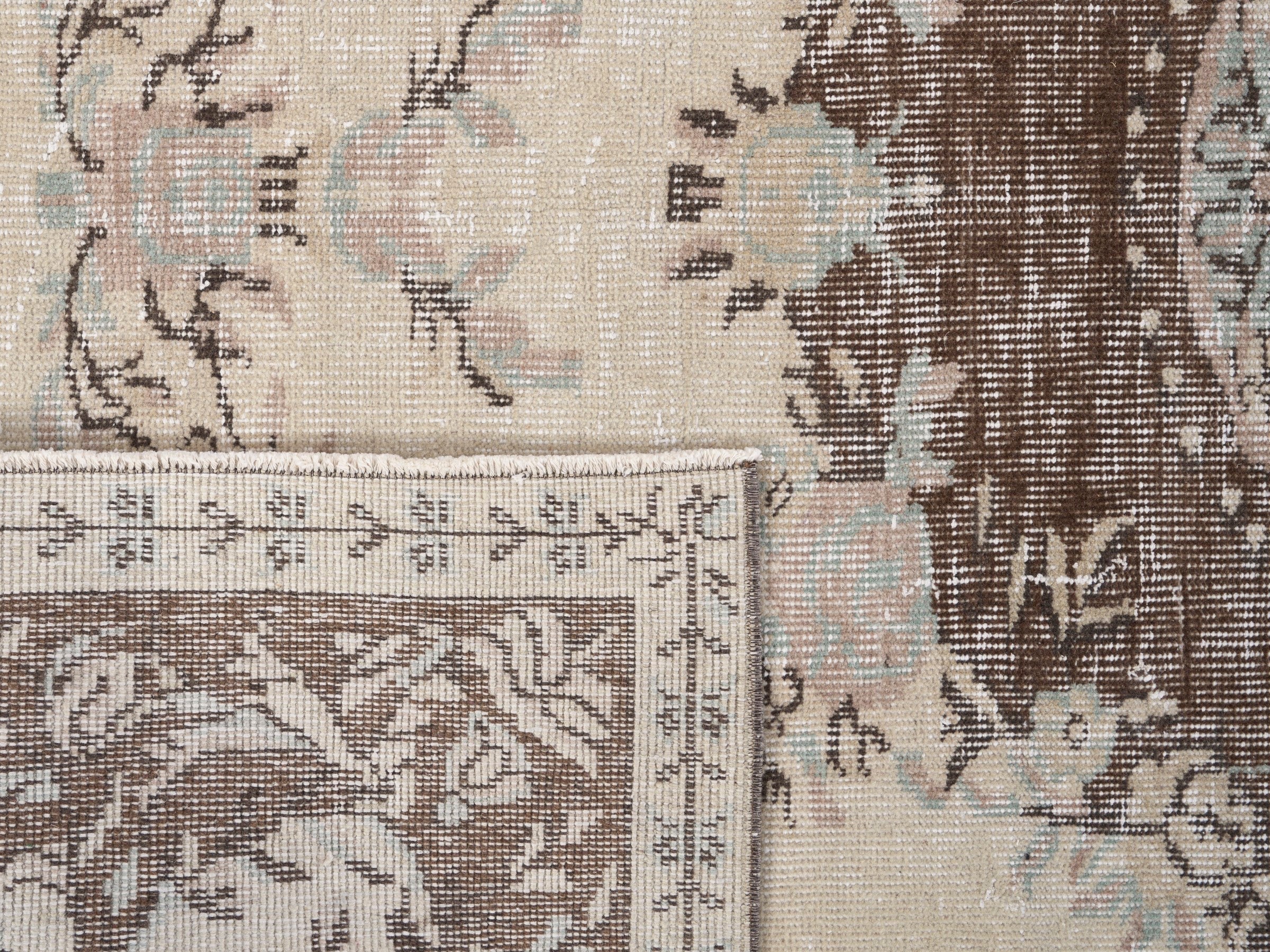 Turkish Isparta area rug in cream and brown, view 10 of 10