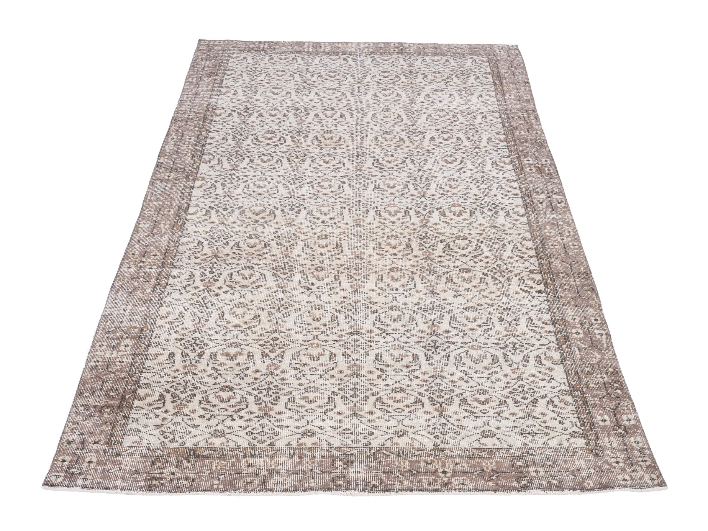 Turkish Isparta area rug in cream and greige, view 2 of 10