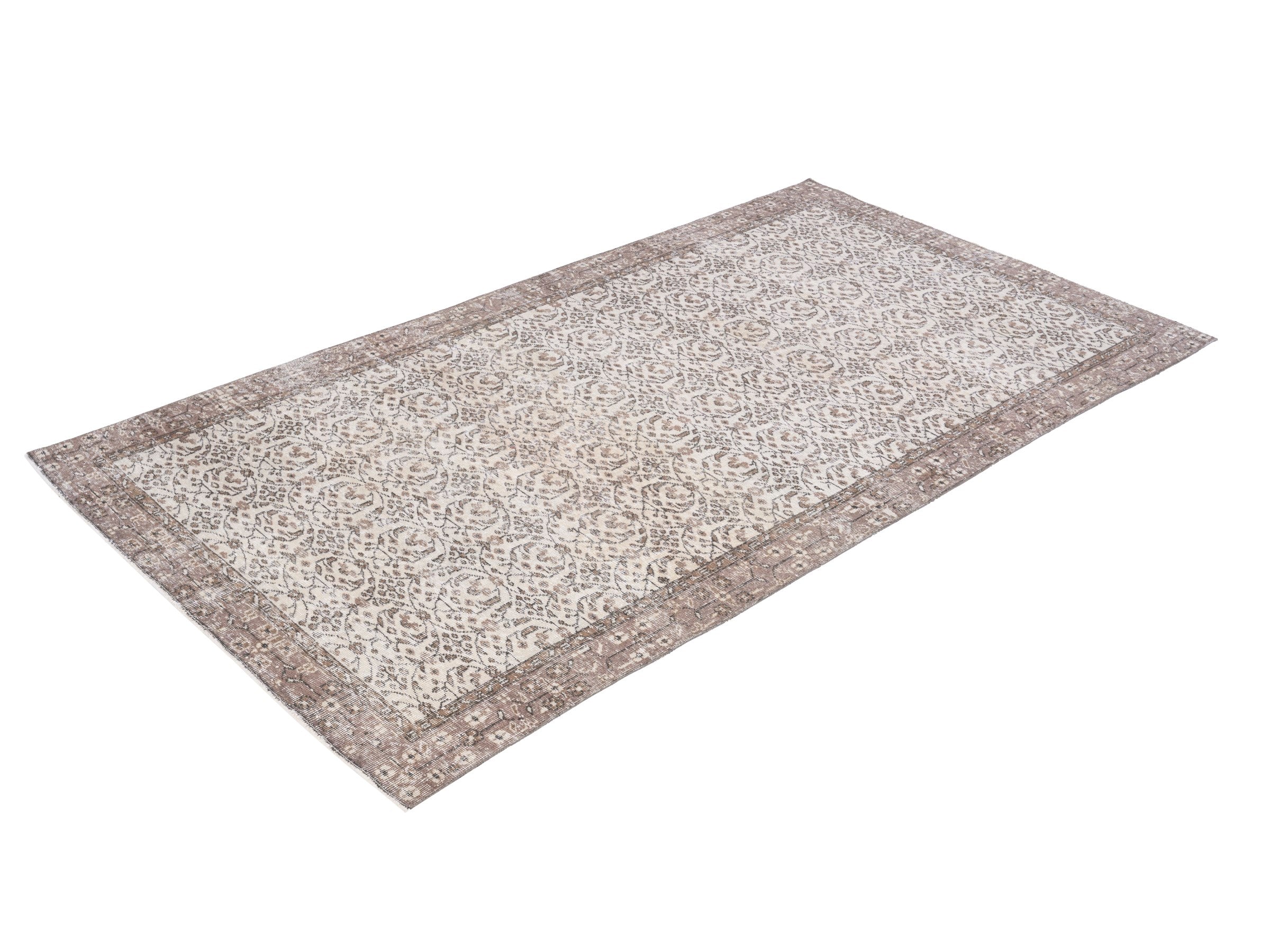 Turkish Isparta area rug in cream and greige, view 3 of 10