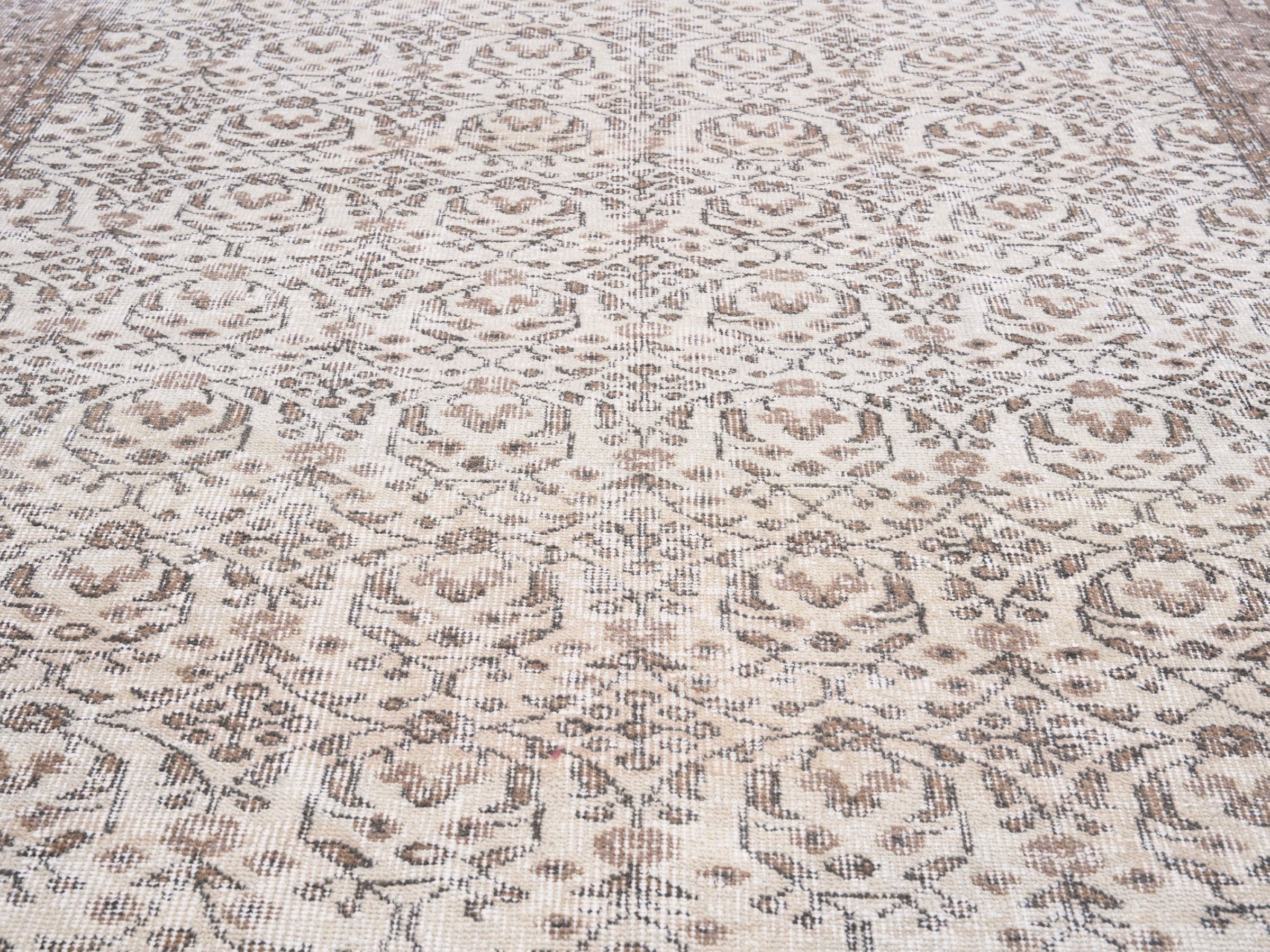 Turkish Isparta area rug in cream and greige, view 4 of 10