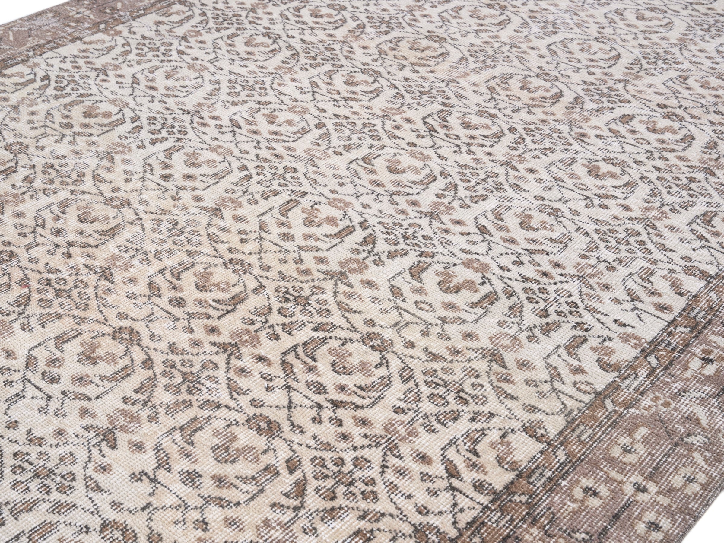 Turkish Isparta area rug in cream and greige, view 5 of 10