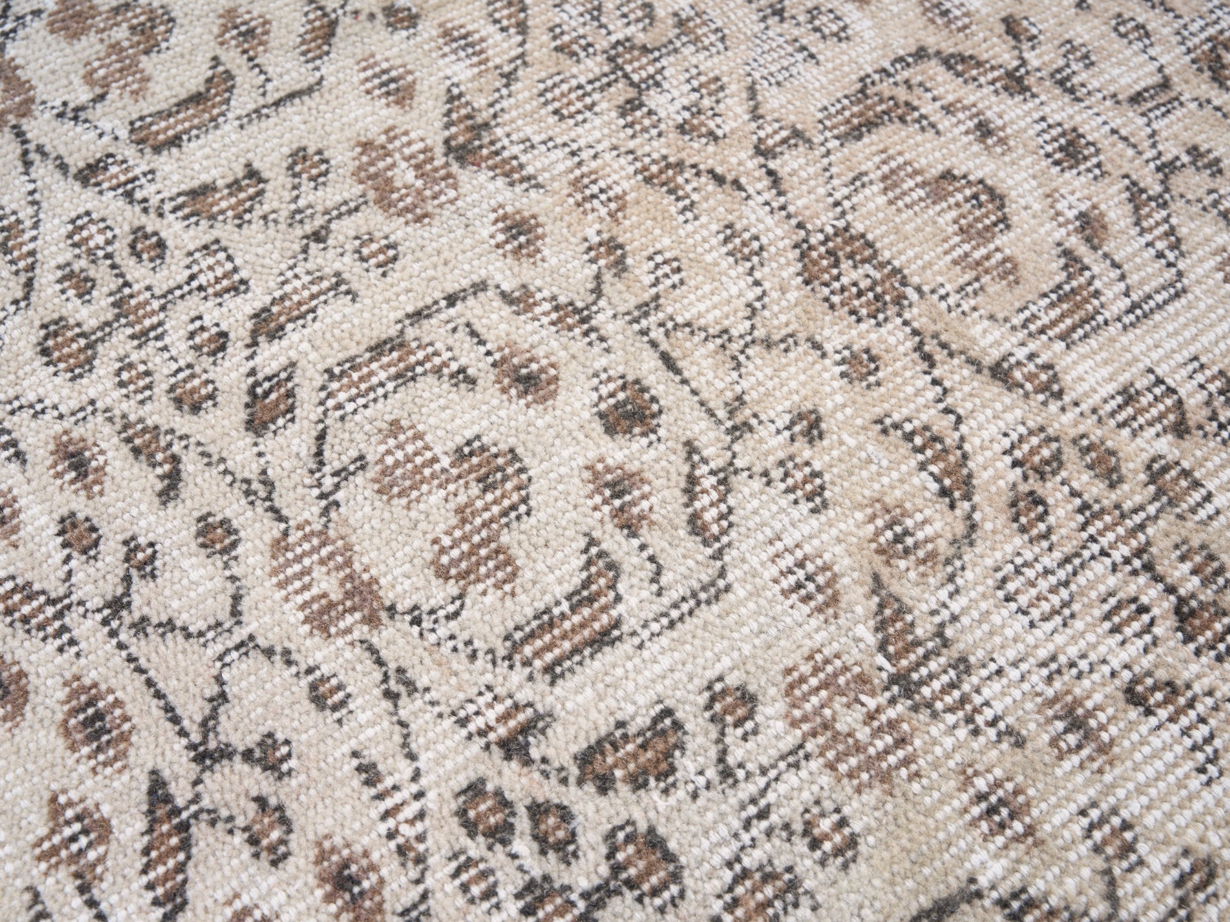 Turkish Isparta area rug in cream and greige, view 7 of 10