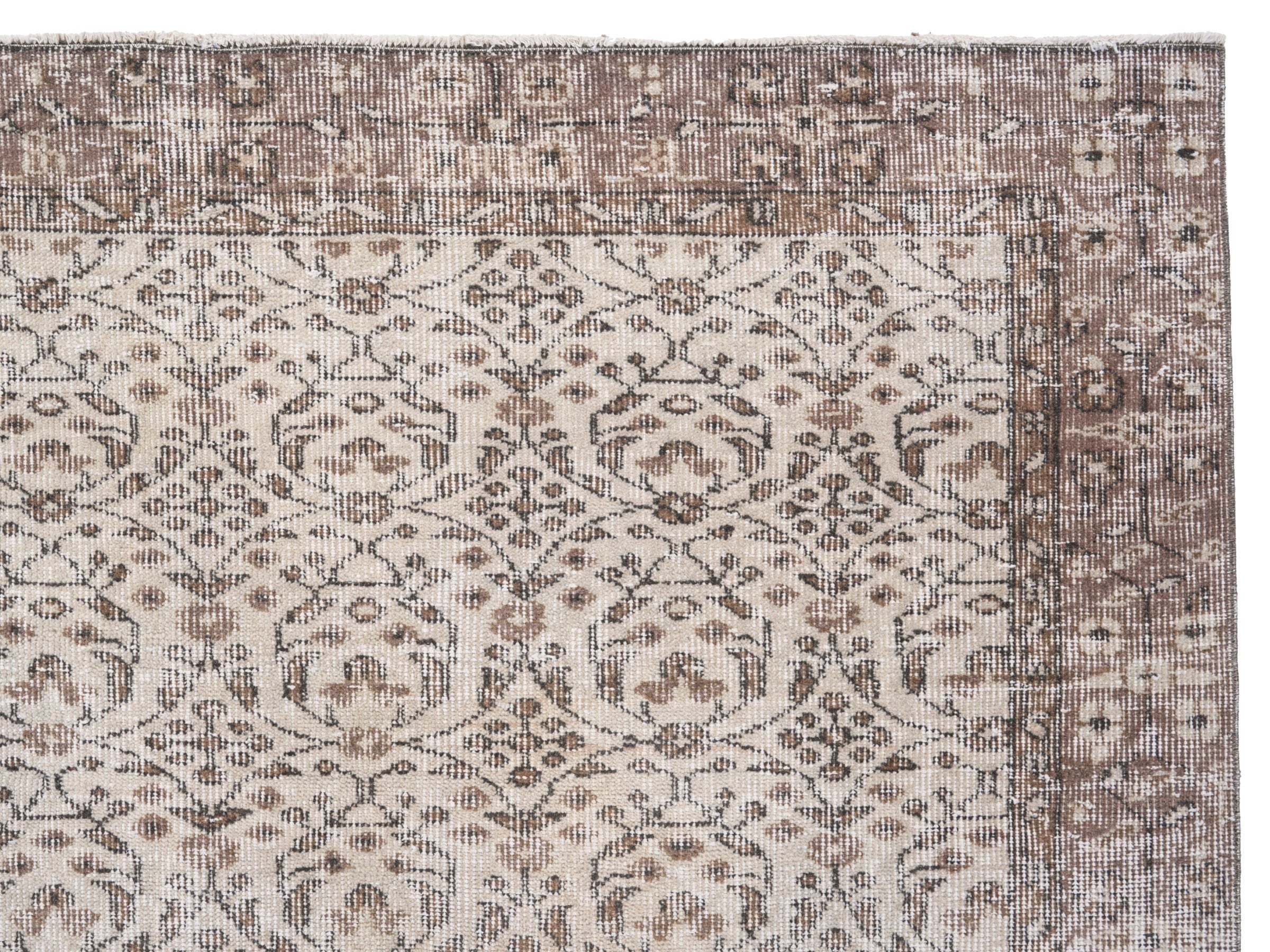Turkish Isparta area rug in cream and greige, view 8 of 10