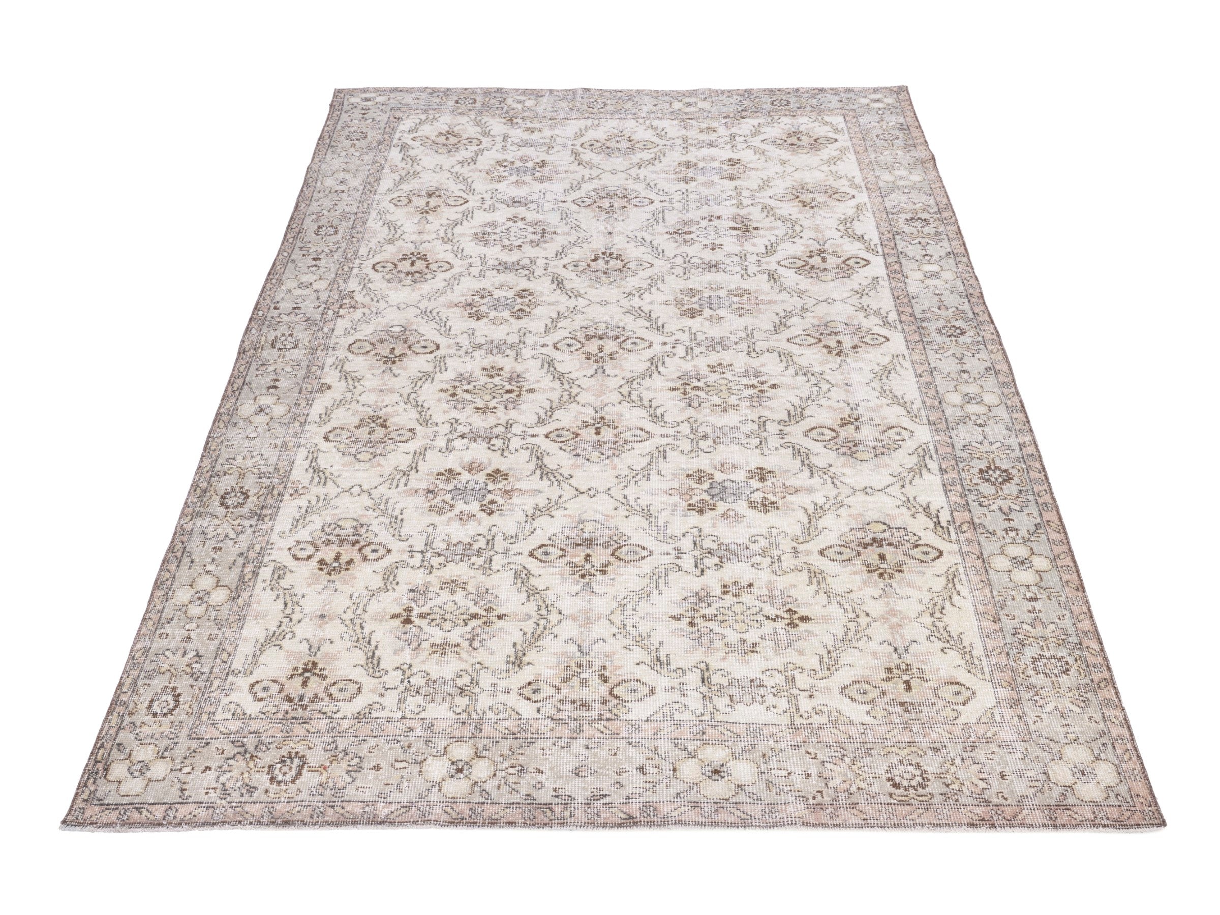 Turkish Isparta area rug in ivory and taupe, view 2 of 10