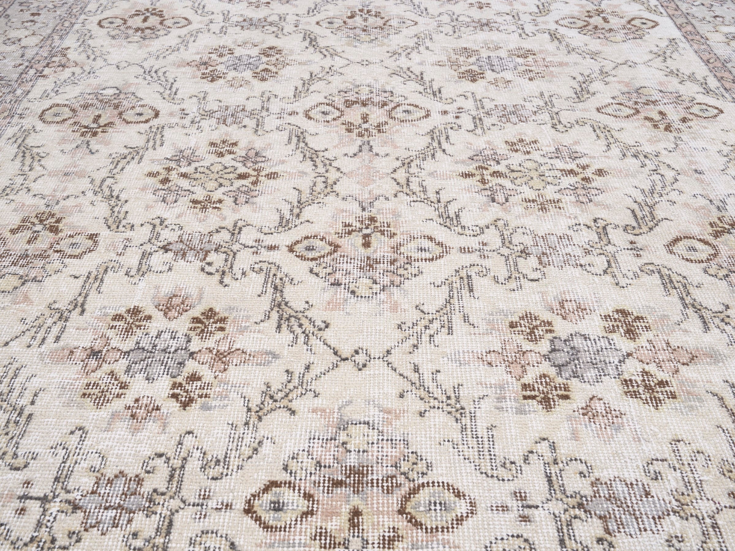 Turkish Isparta area rug in ivory and taupe, view 4 of 10
