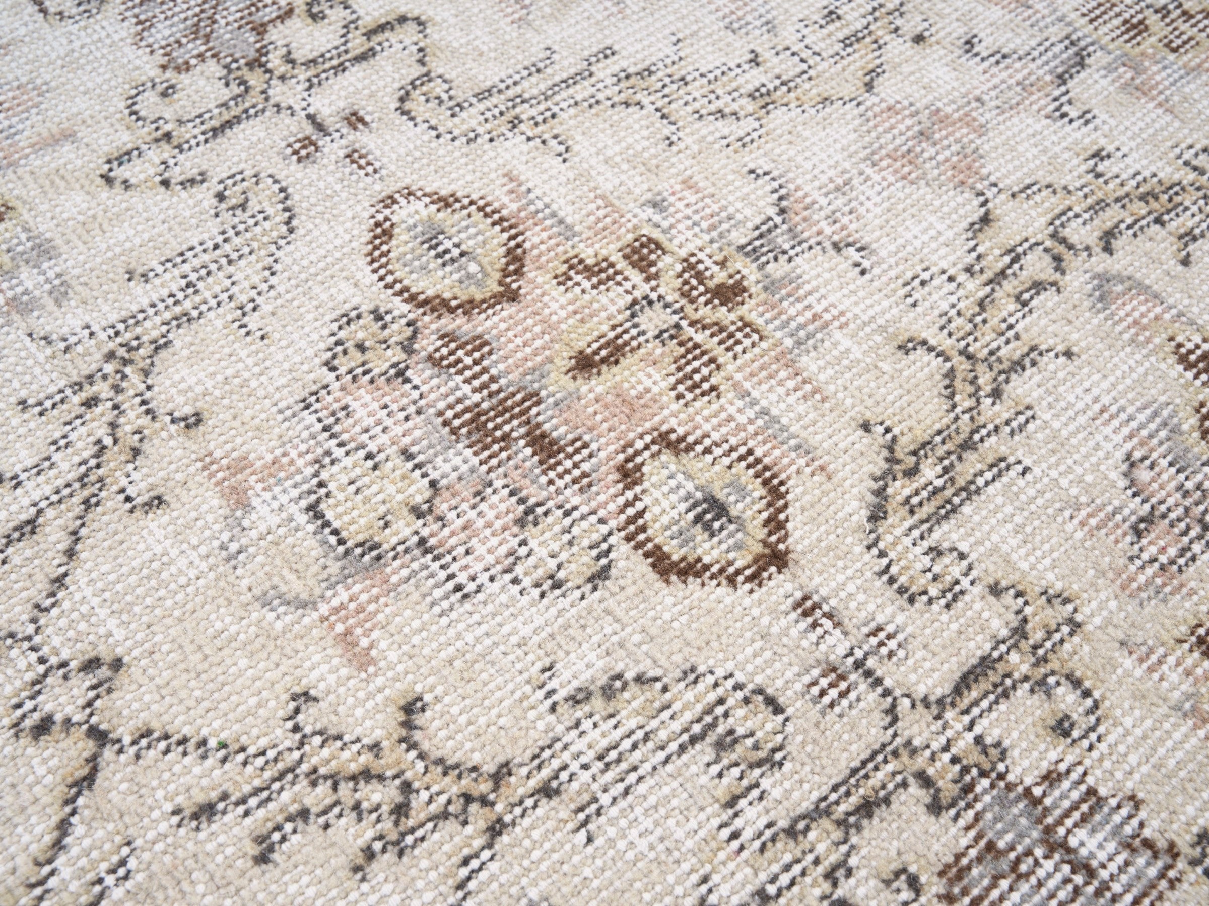 Turkish Isparta area rug in ivory and taupe, view 7 of 10
