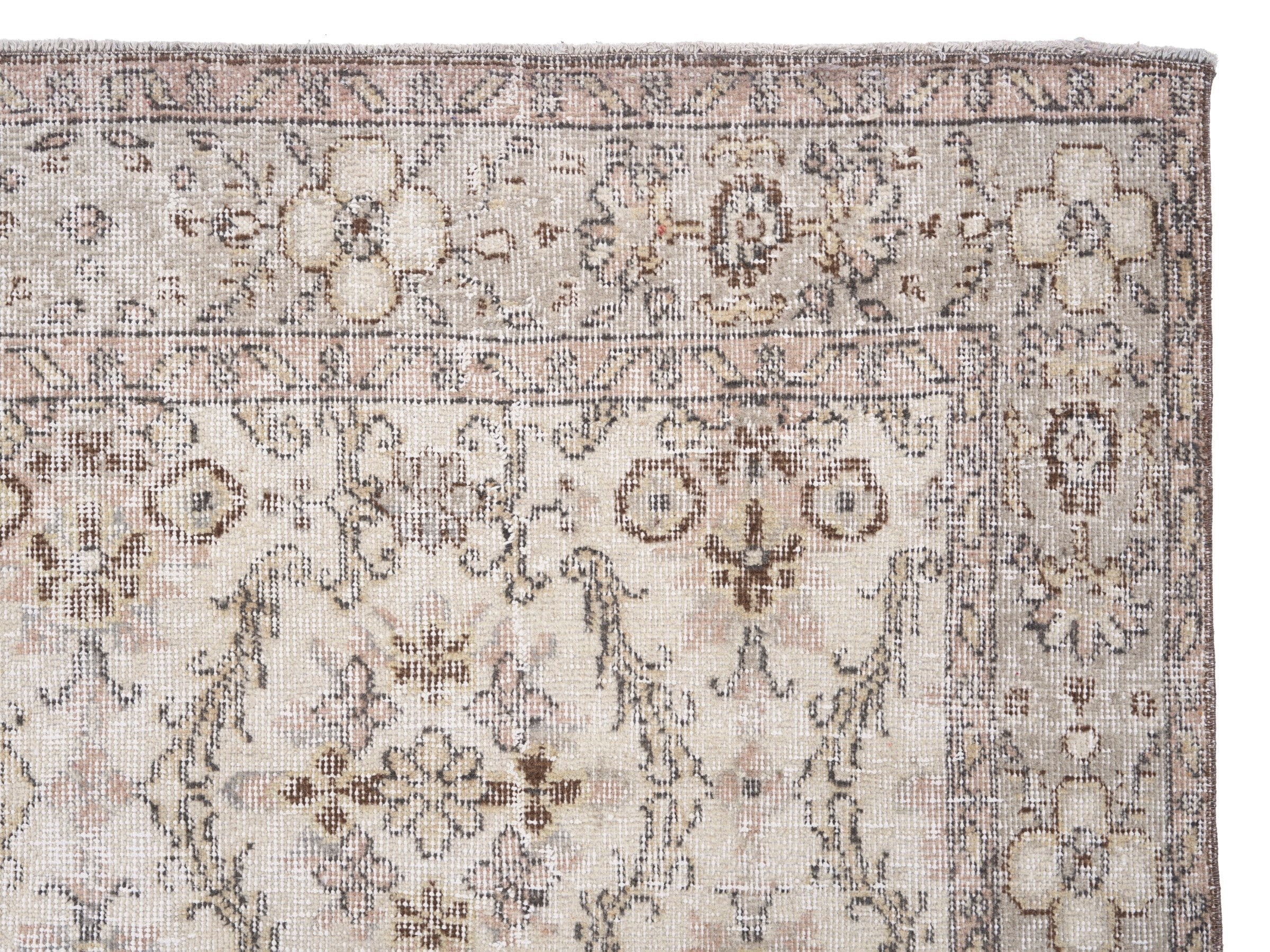 Turkish Isparta area rug in ivory and taupe, view 8 of 10
