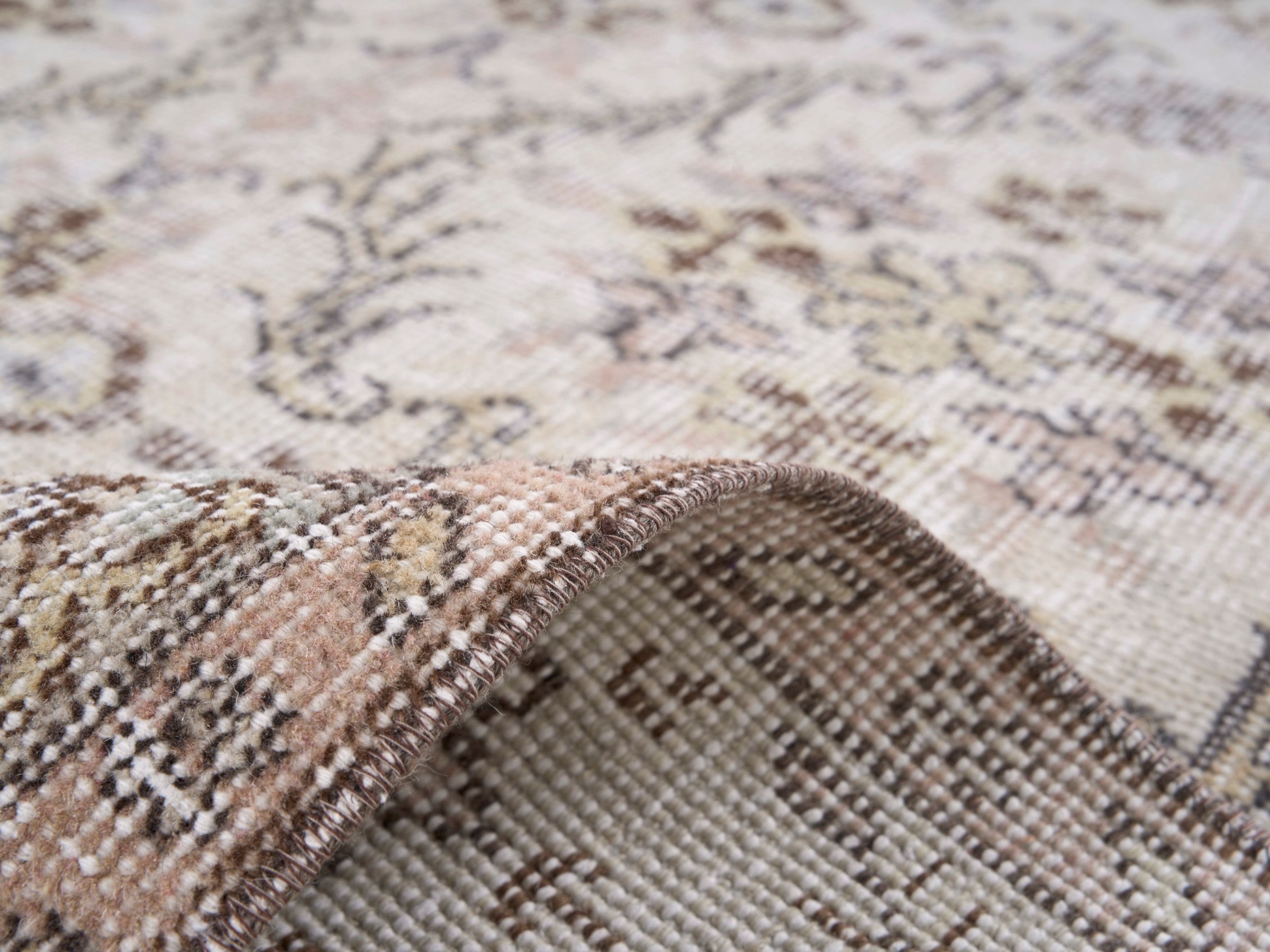 Turkish Isparta area rug in ivory and taupe, view 9 of 10