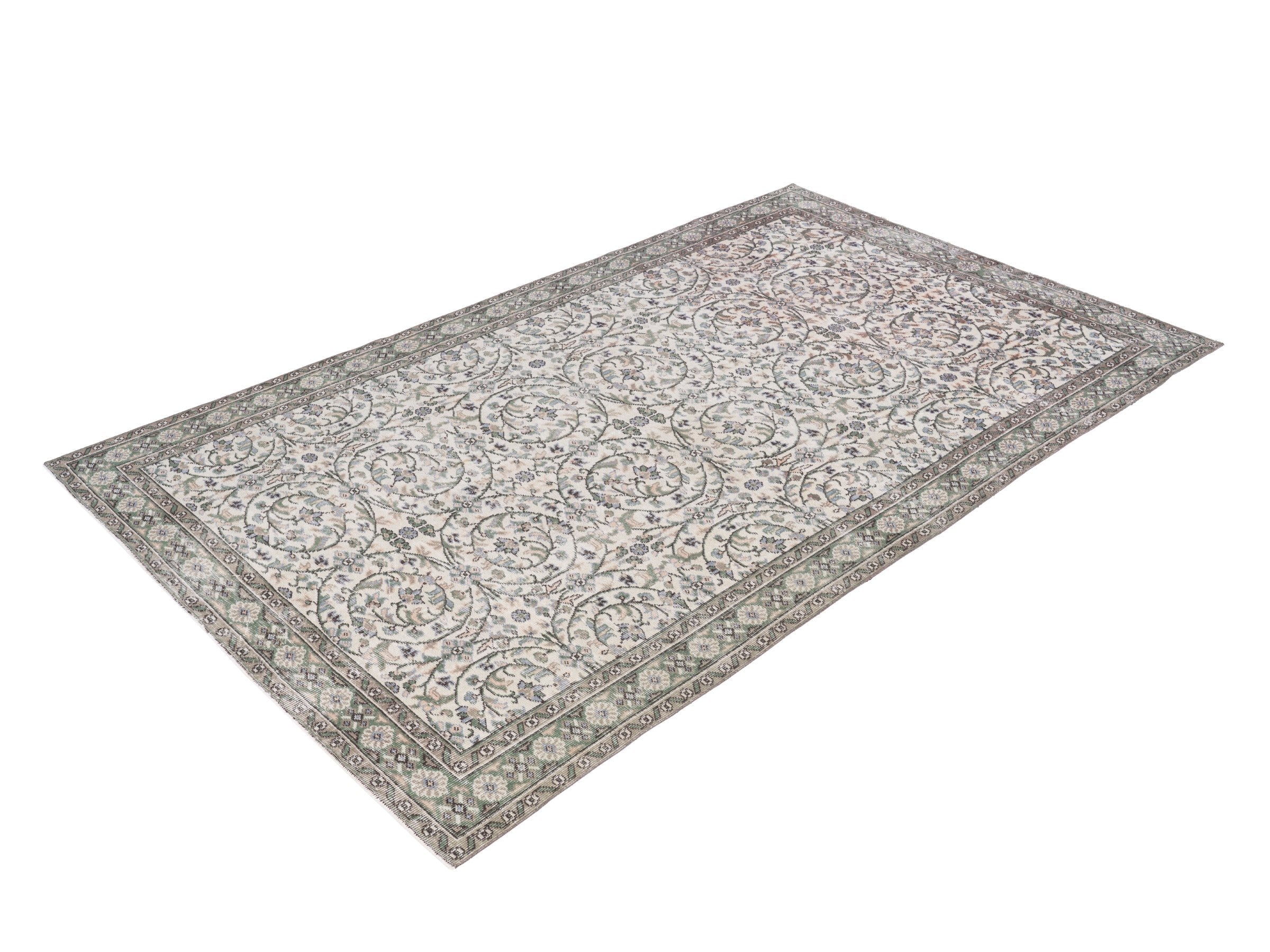 Turkish Isparta area rug in ivory and greige, view 3 of 10