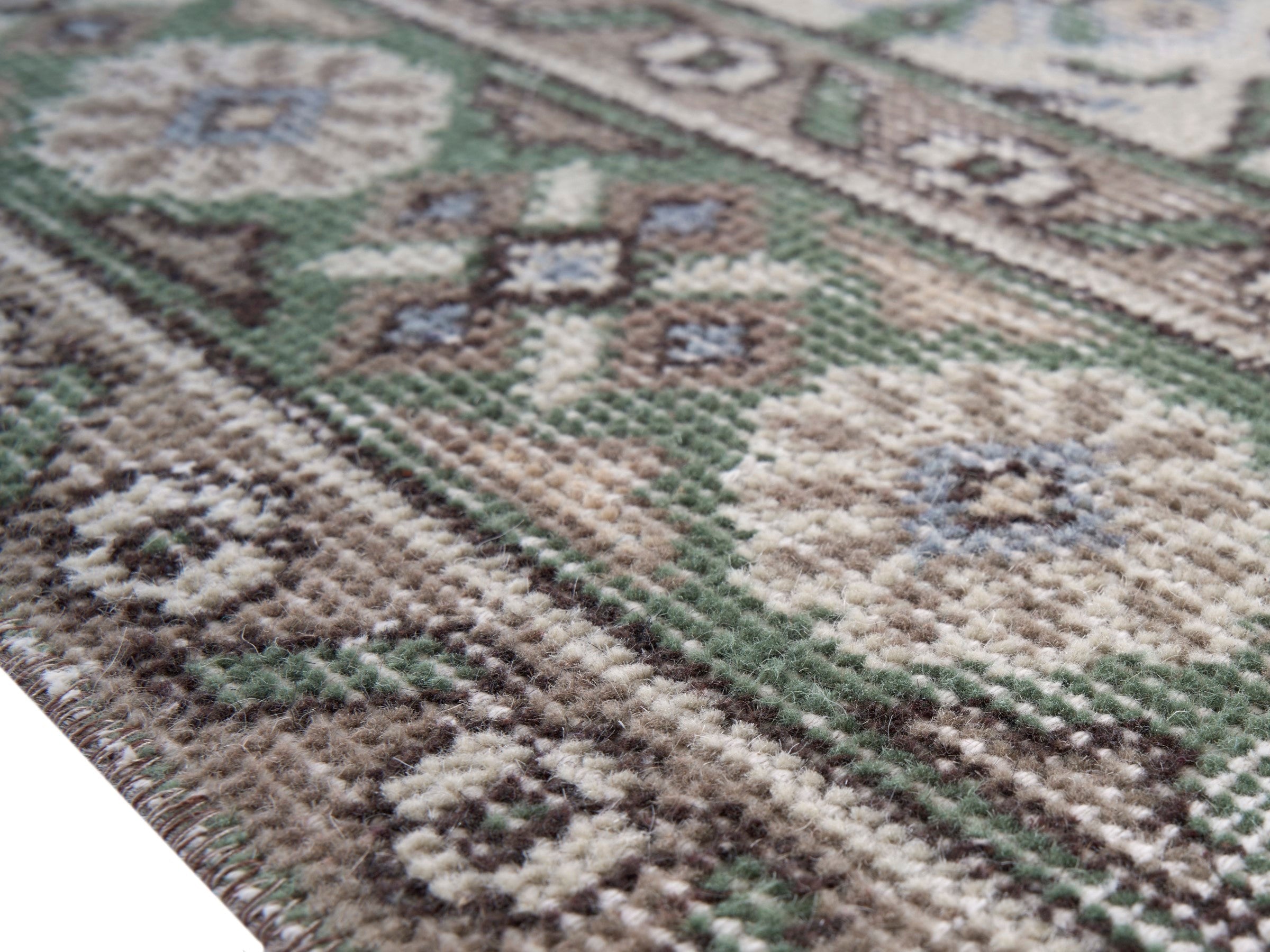 Turkish Isparta area rug in ivory and greige, view 6 of 10