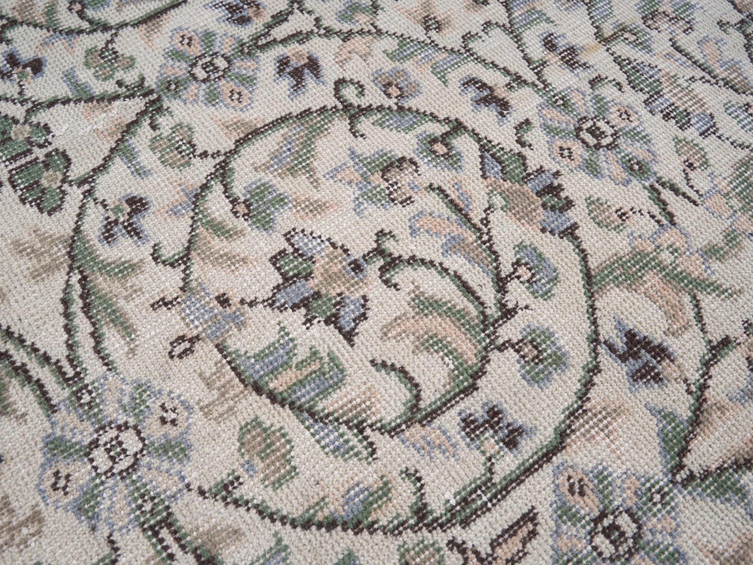 Turkish Isparta area rug in ivory and greige, view 7 of 10