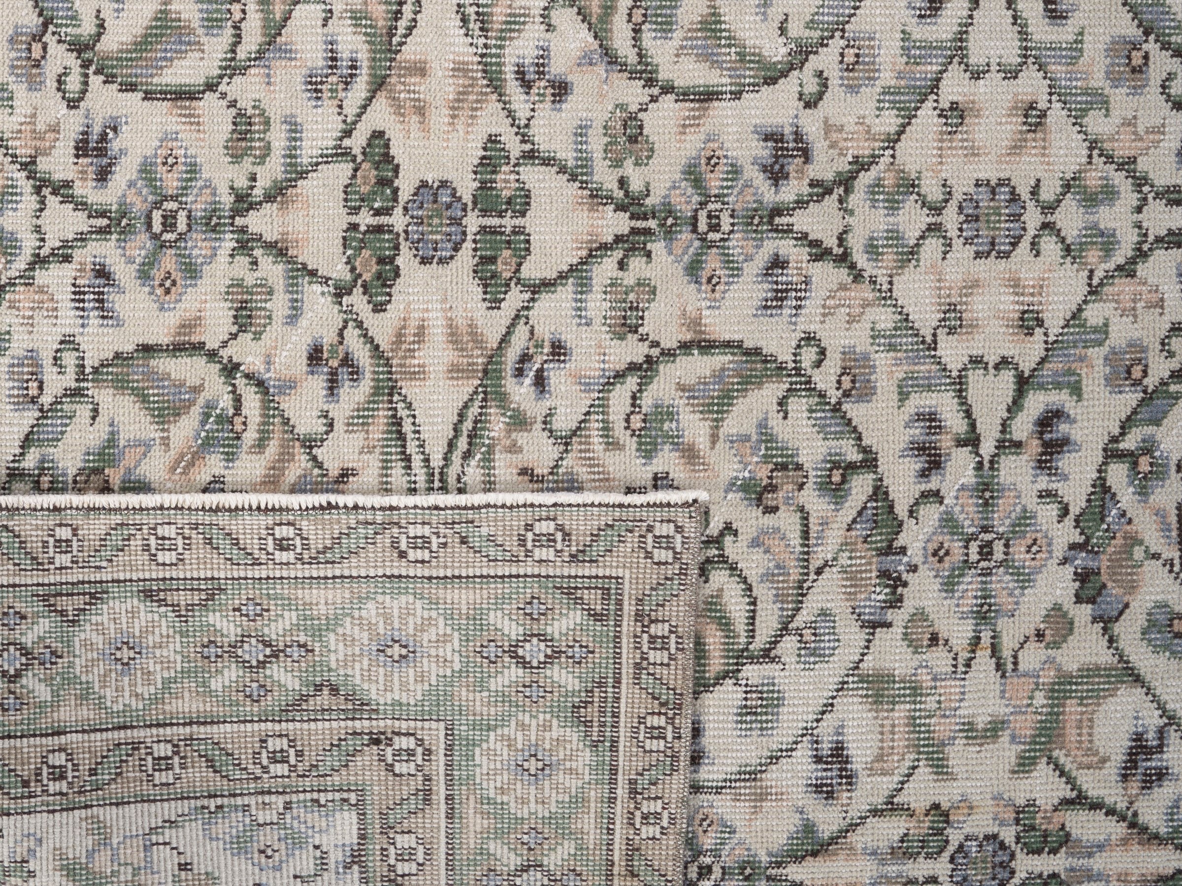 Turkish Isparta area rug in ivory and greige, view 10 of 10