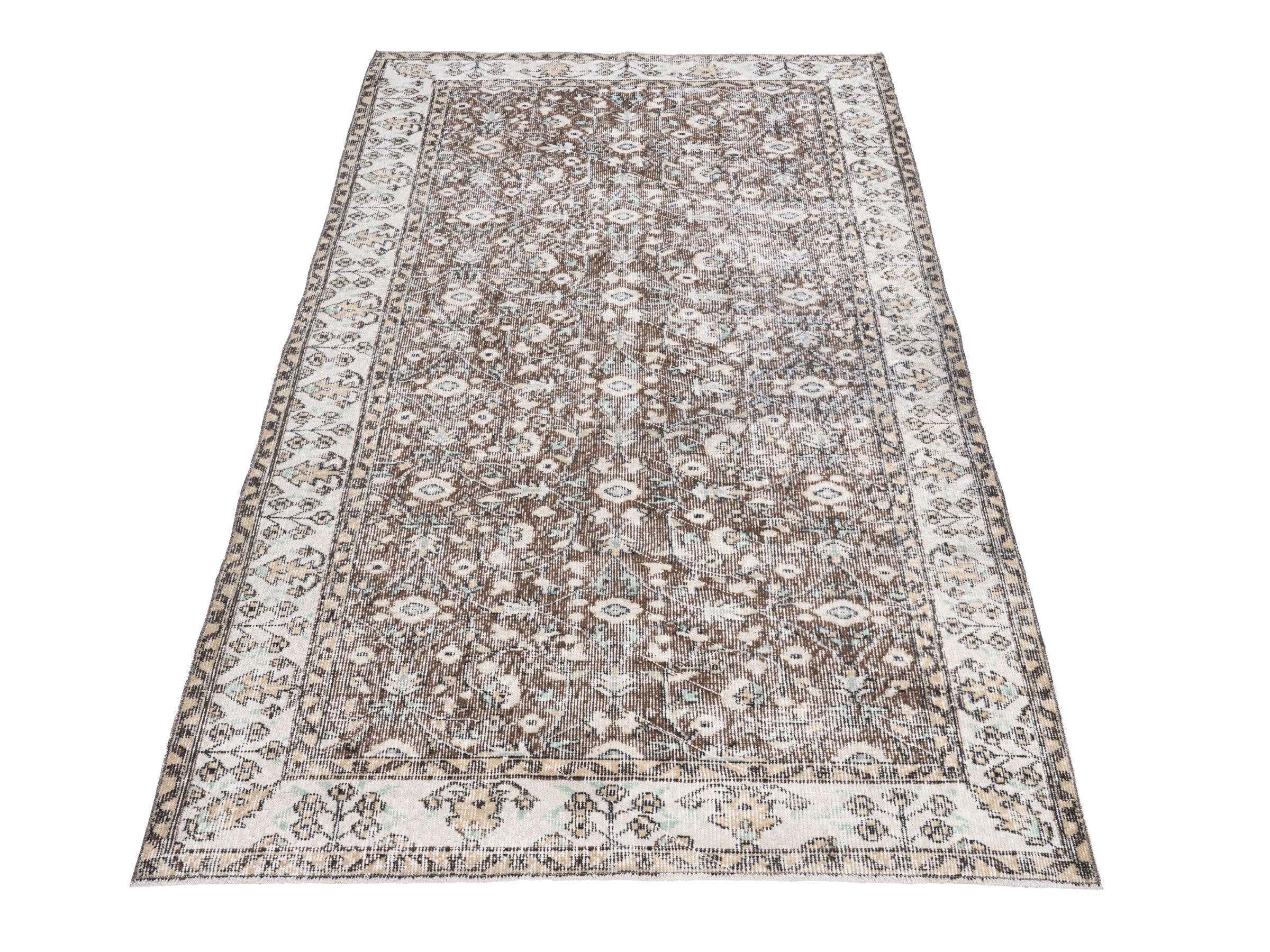 Turkish Isparta area rug in taupe and cream, view 2 of 10