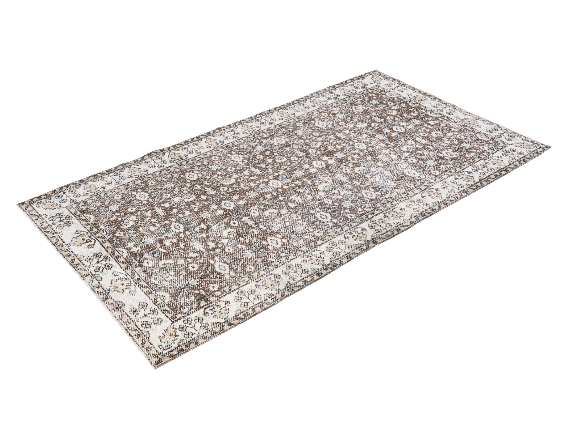 Turkish Isparta area rug in taupe and cream, view 3 of 10