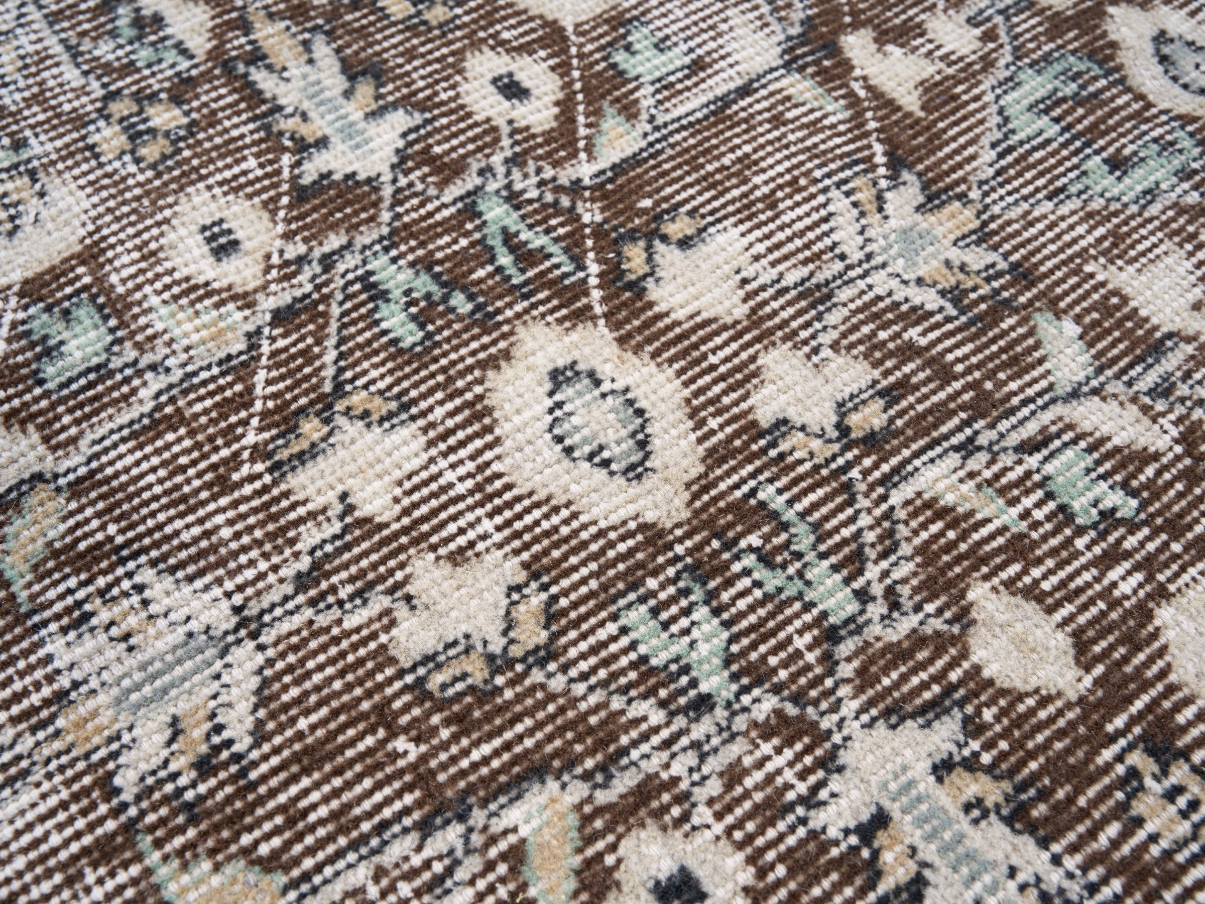 Turkish Isparta area rug in taupe and cream, view 7 of 10