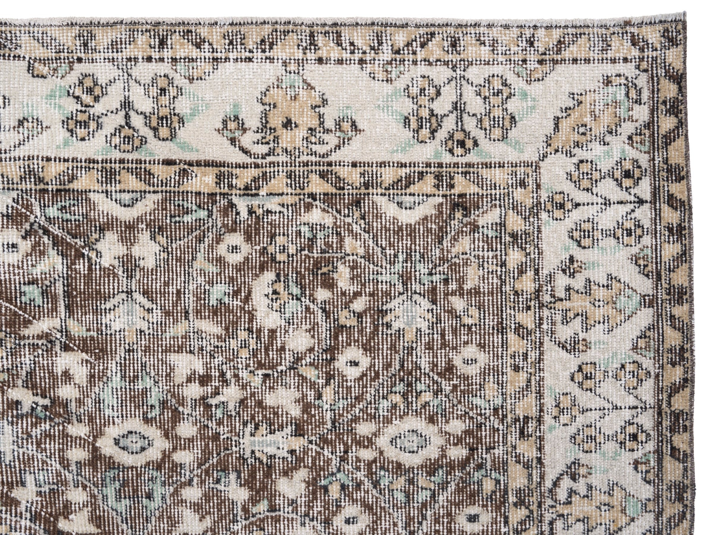 Turkish Isparta area rug in taupe and cream, view 8 of 10