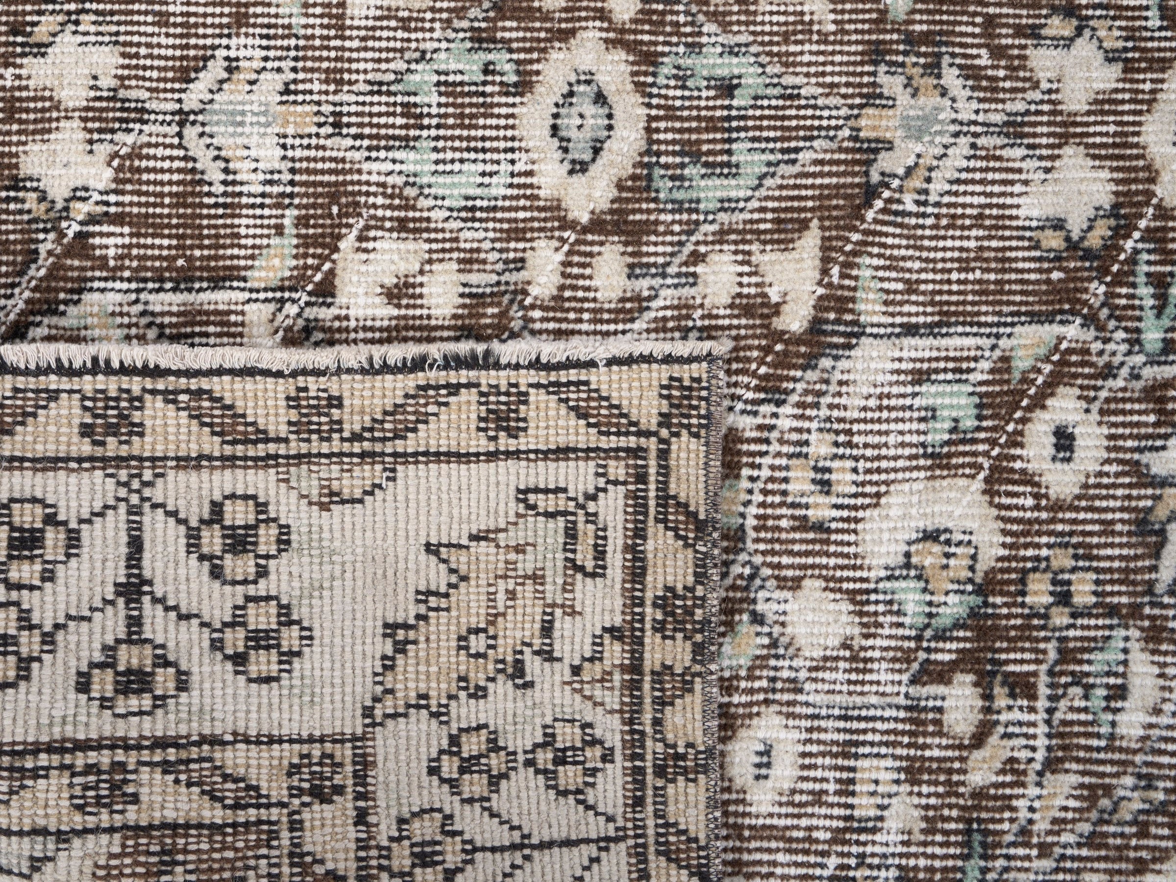 Turkish Isparta area rug in taupe and cream, view 10 of 10