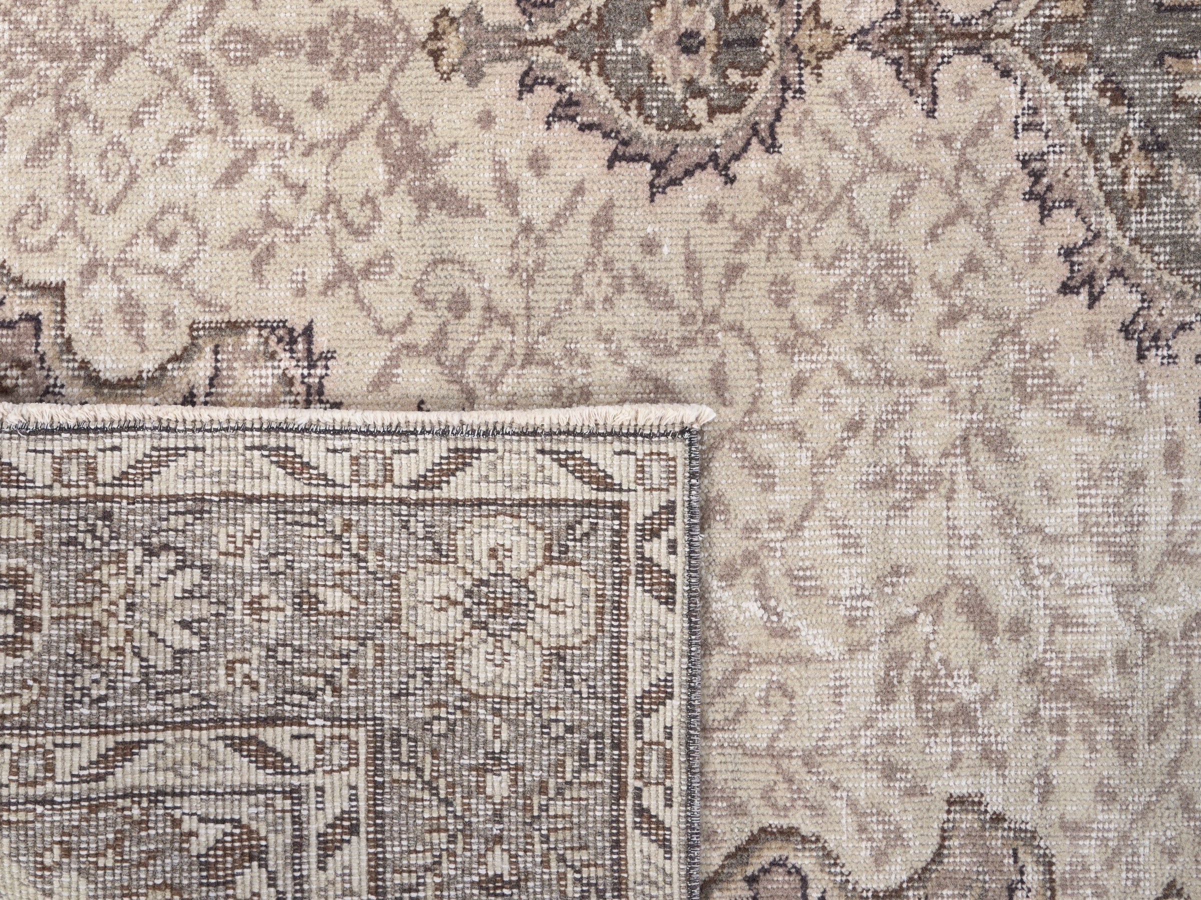 Turkish Isparta area rug in cream and taupe, view 10 of 10