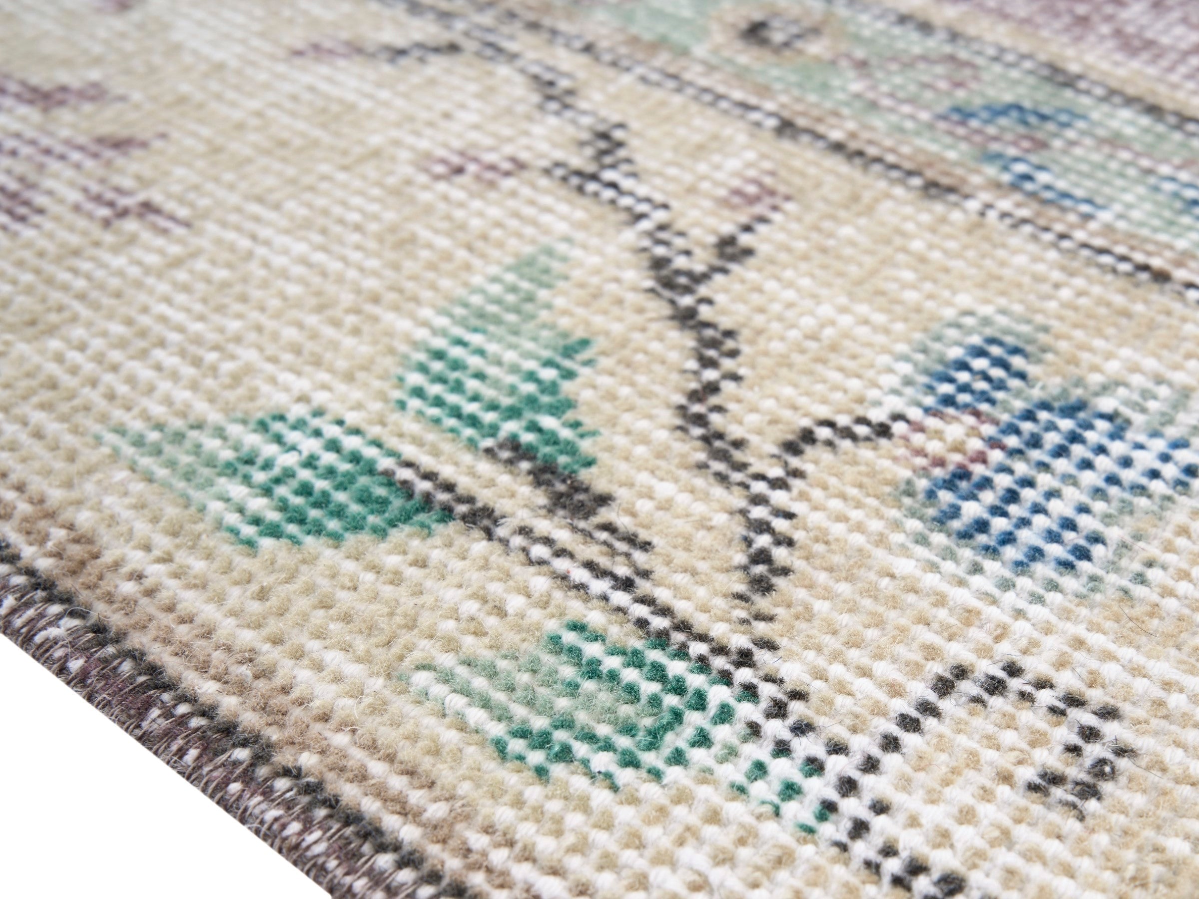 Turkish Isparta area rug in dusty rose and cream, view 6 of 10