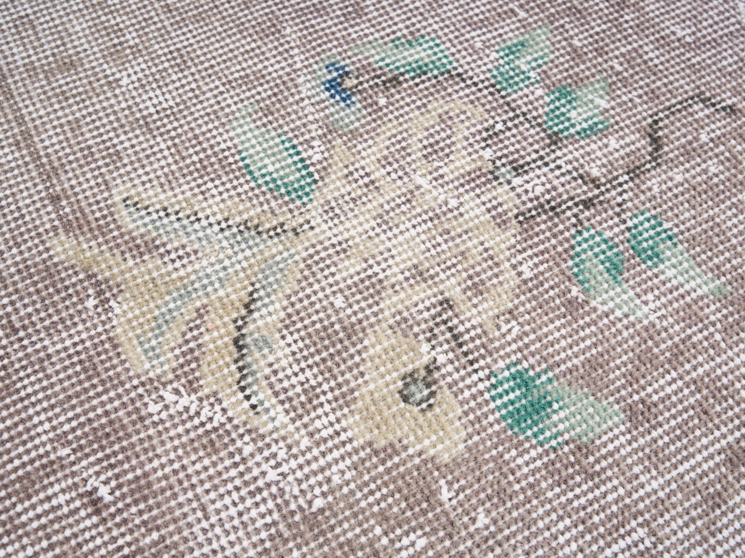 Turkish Isparta area rug in dusty rose and cream, view 7 of 10