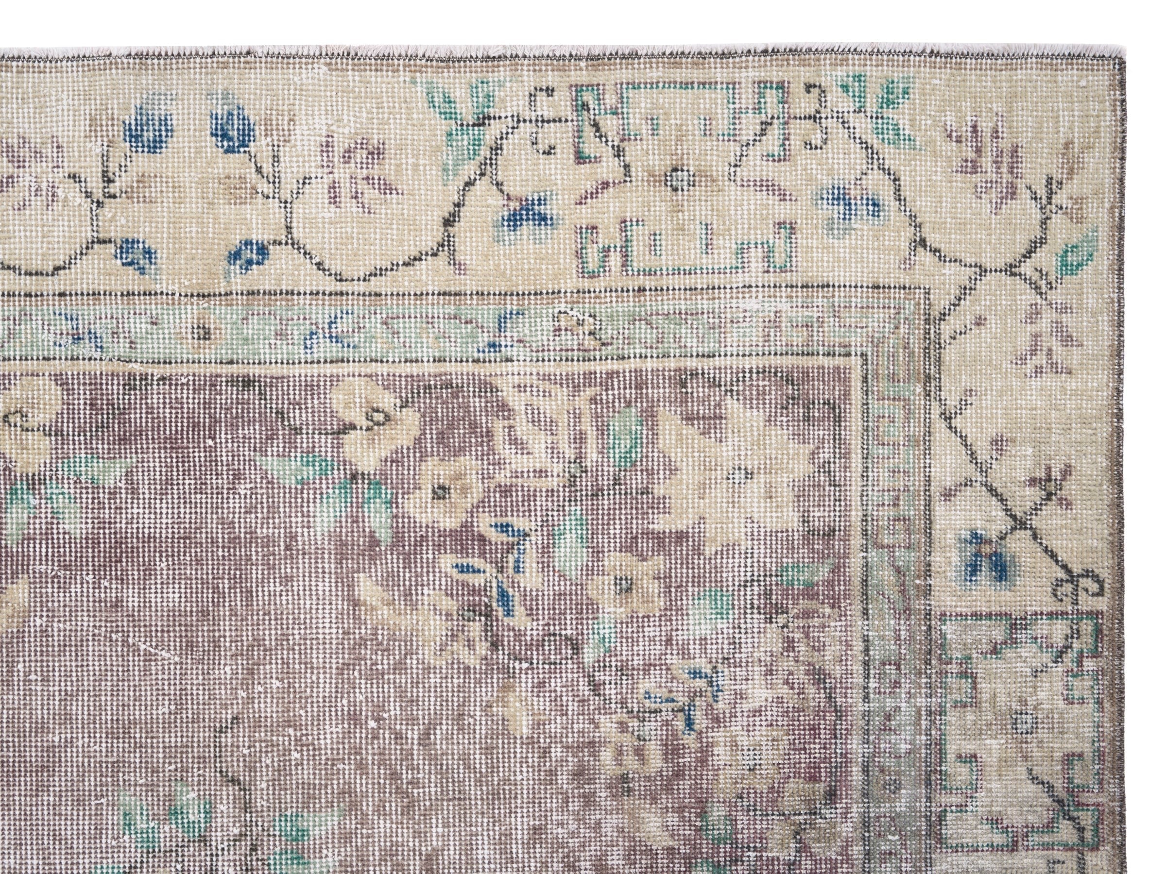 Turkish Isparta area rug in dusty rose and cream, view 8 of 10