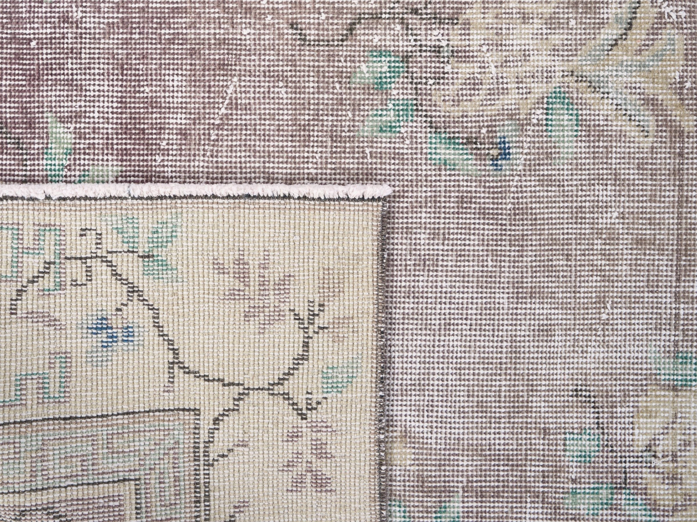 Turkish Isparta area rug in dusty rose and cream, view 10 of 10