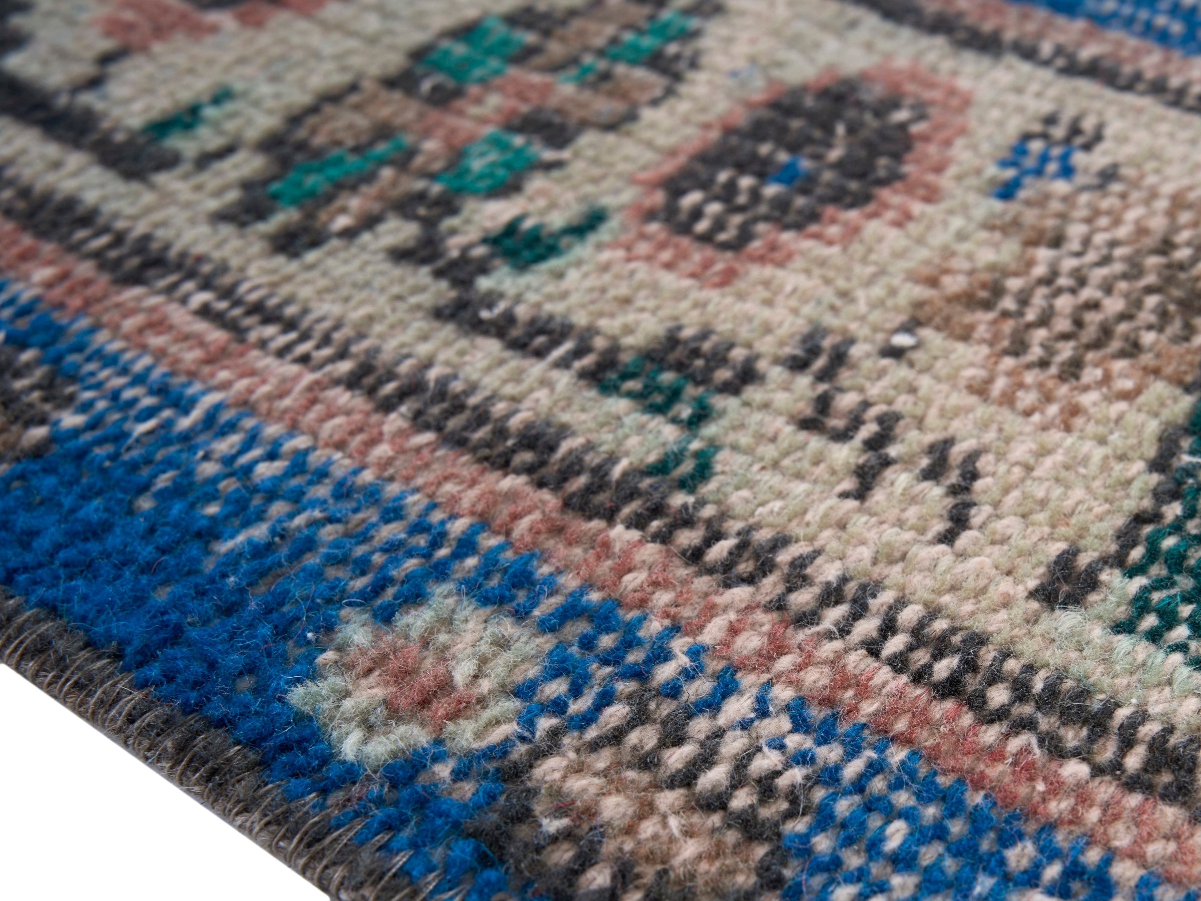 Turkish Manisa area rug in muted pink and cream, view 6 of 10