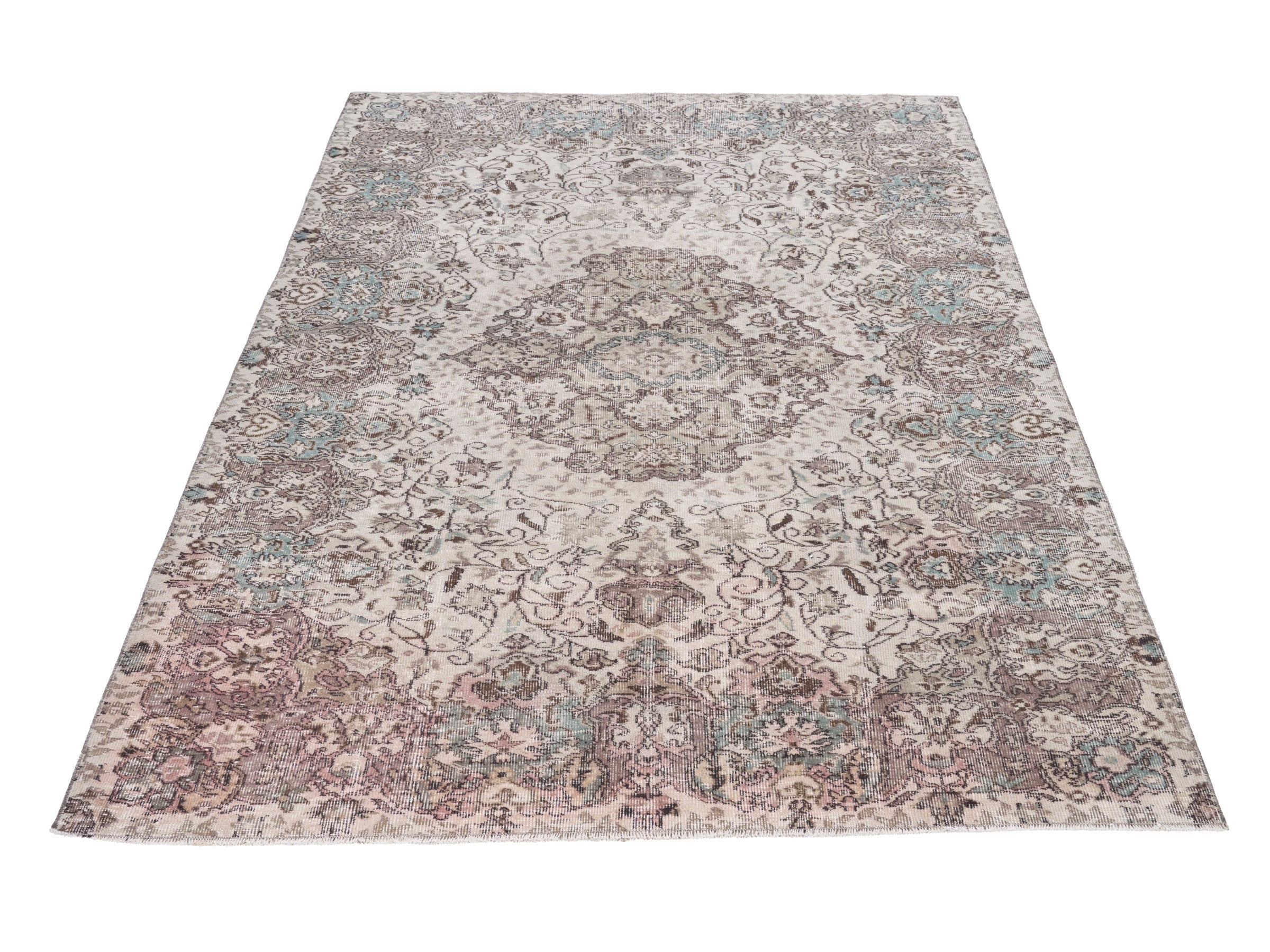Turkish Isparta area rug in cream and taupe, view 2 of 10