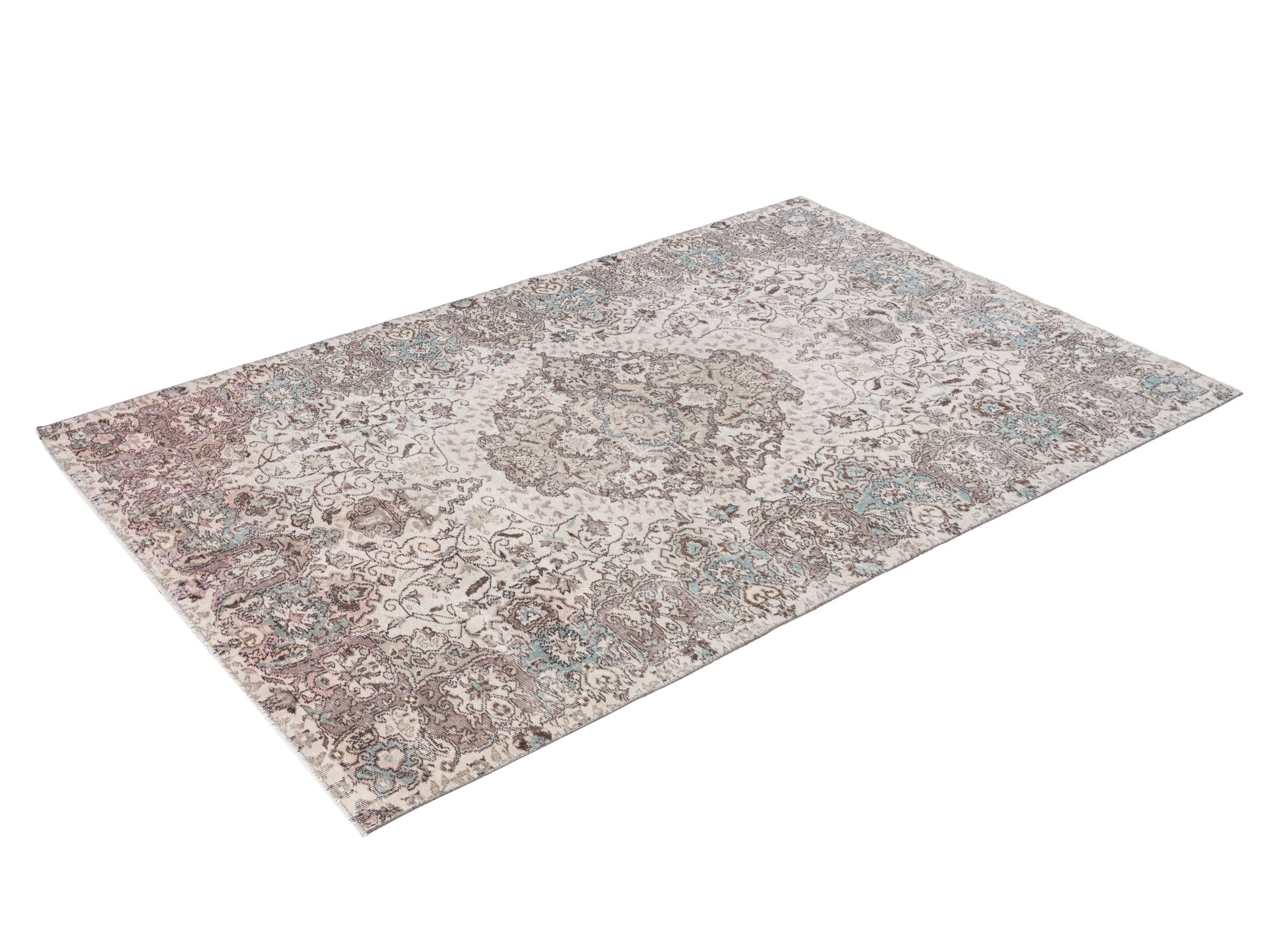 Turkish Isparta area rug in cream and taupe, view 3 of 10