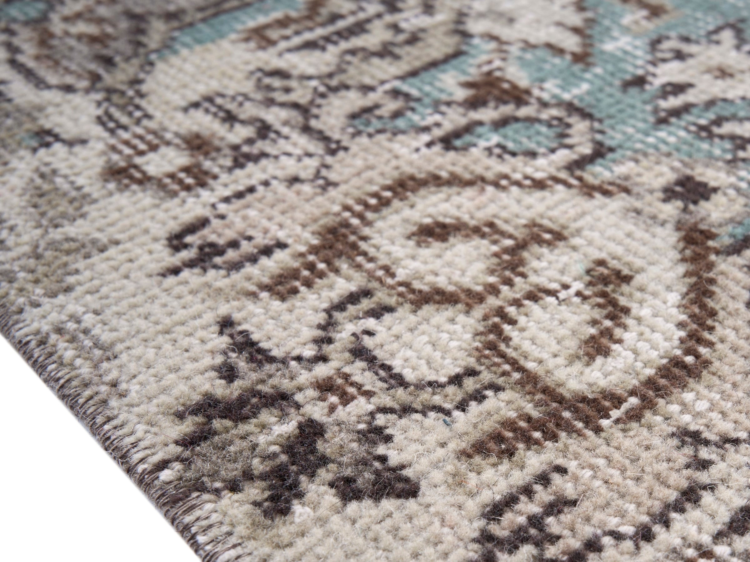 Turkish Isparta area rug in cream and taupe, view 6 of 10
