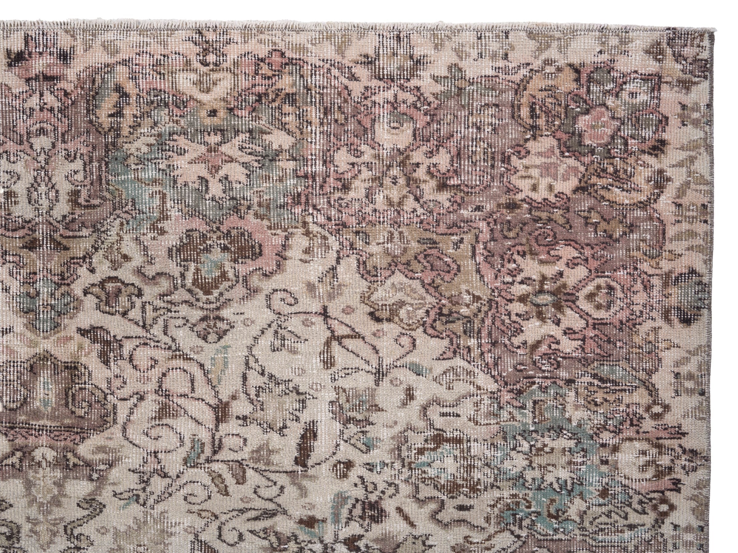 Turkish Isparta area rug in cream and taupe, view 8 of 10