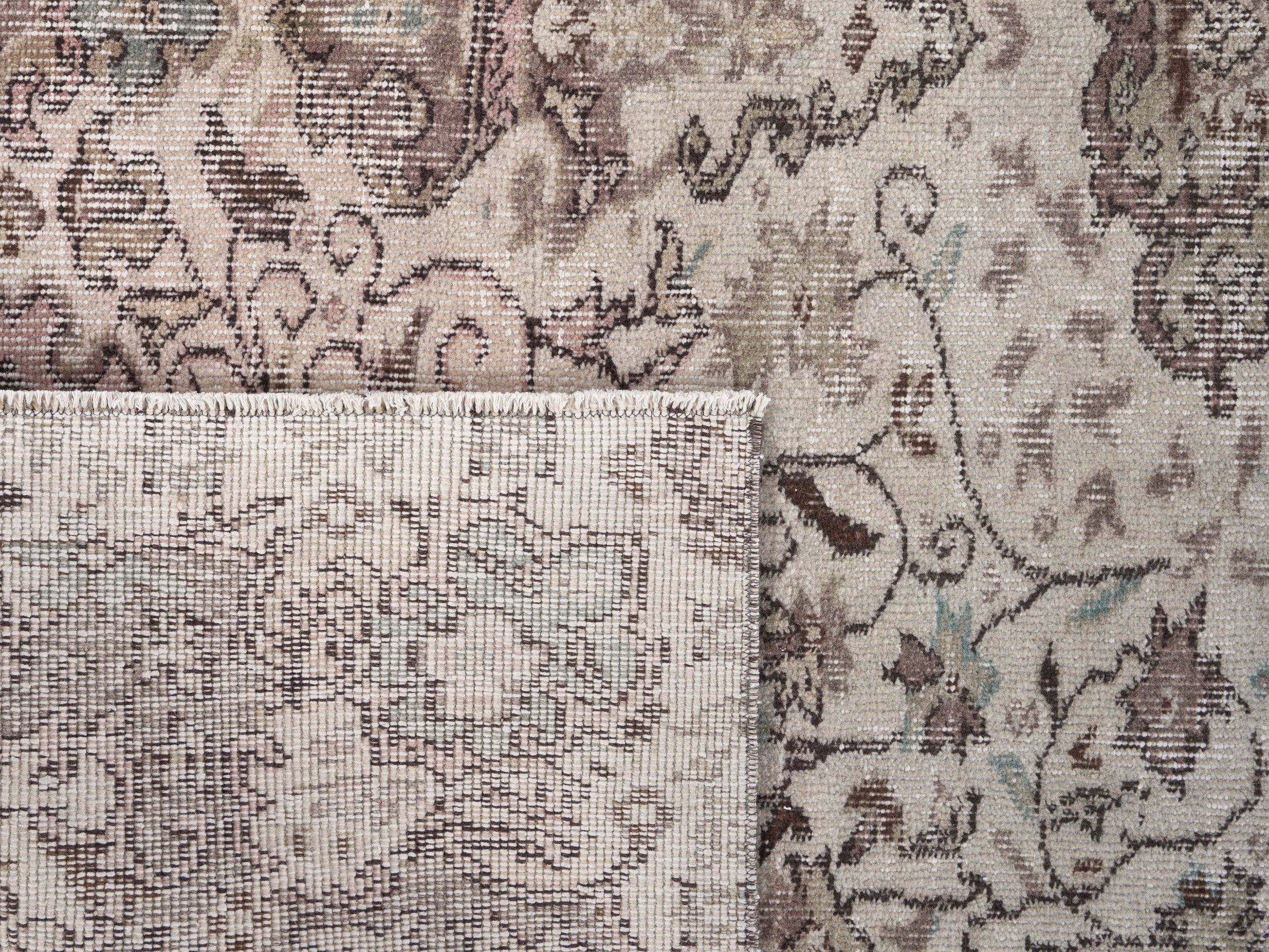 Turkish Isparta area rug in cream and taupe, view 10 of 10