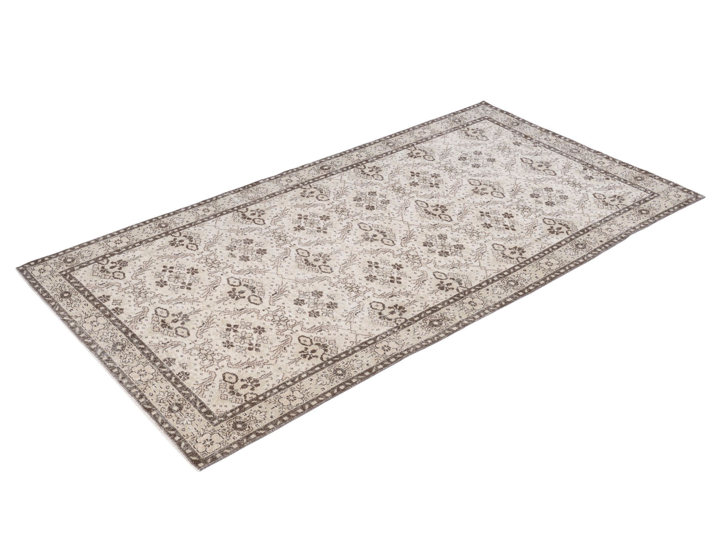 Turkish Isparta area rug in cream and greige, view 3 of 10