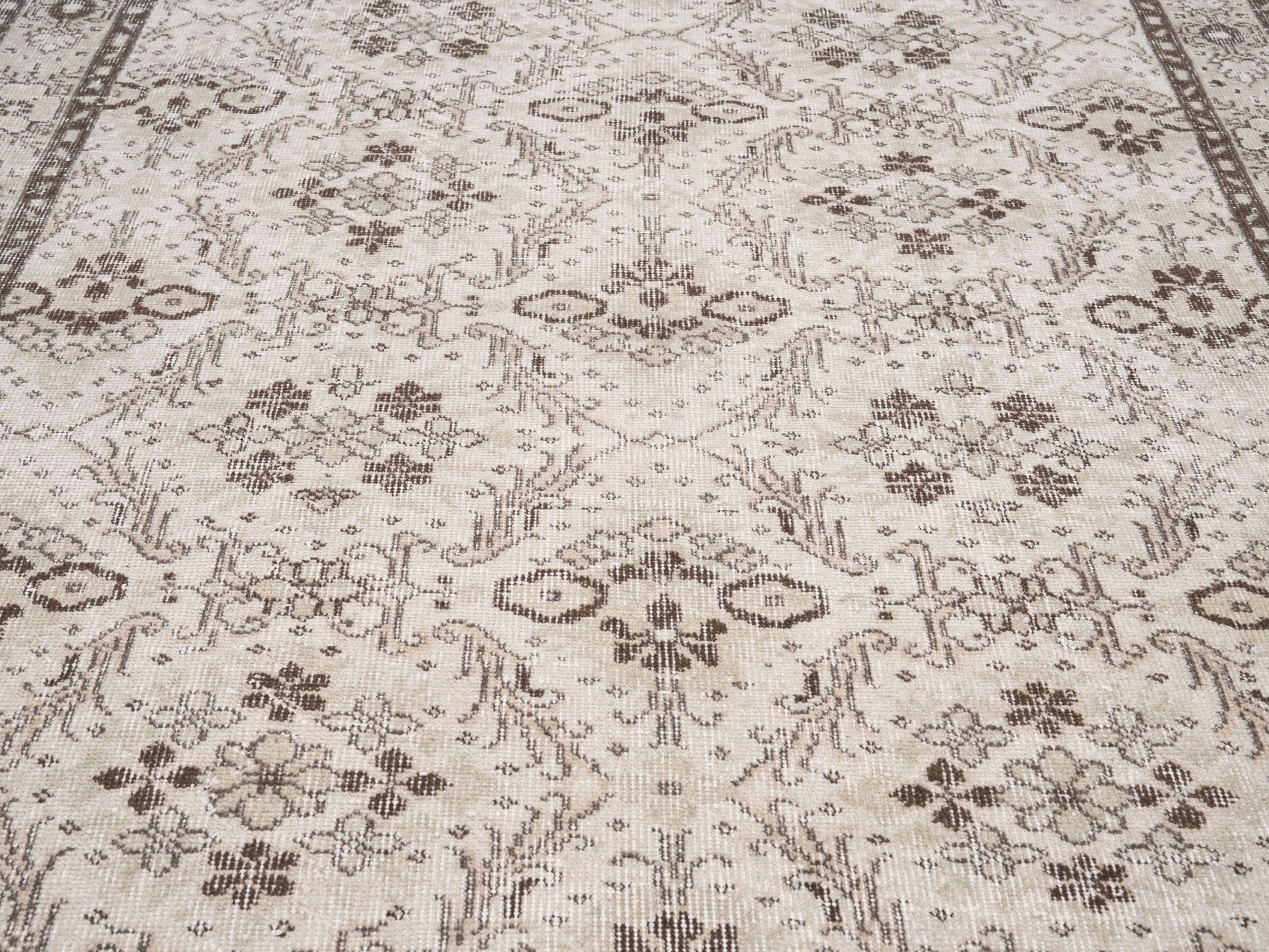 Turkish Isparta area rug in cream and greige, view 4 of 10