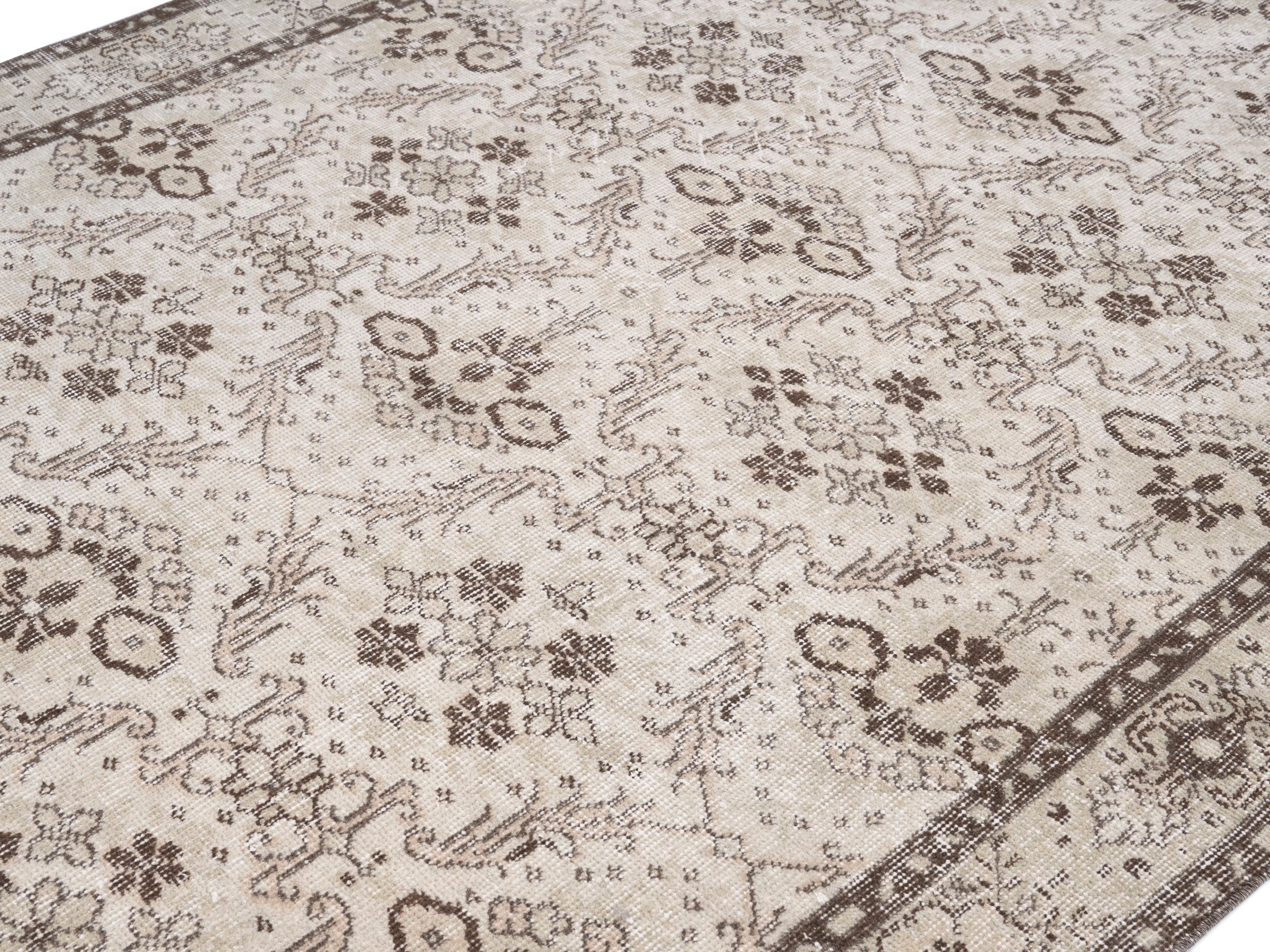 Turkish Isparta area rug in cream and greige, view 5 of 10