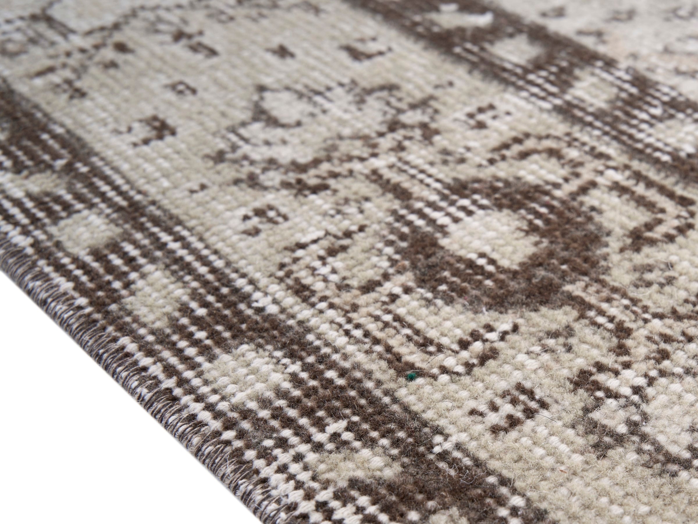 Turkish Isparta area rug in cream and greige, view 6 of 10