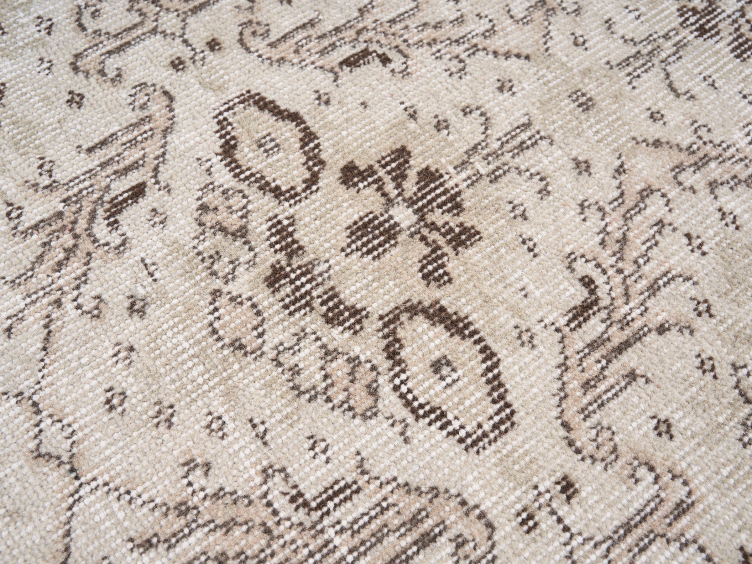 Turkish Isparta area rug in cream and greige, view 7 of 10