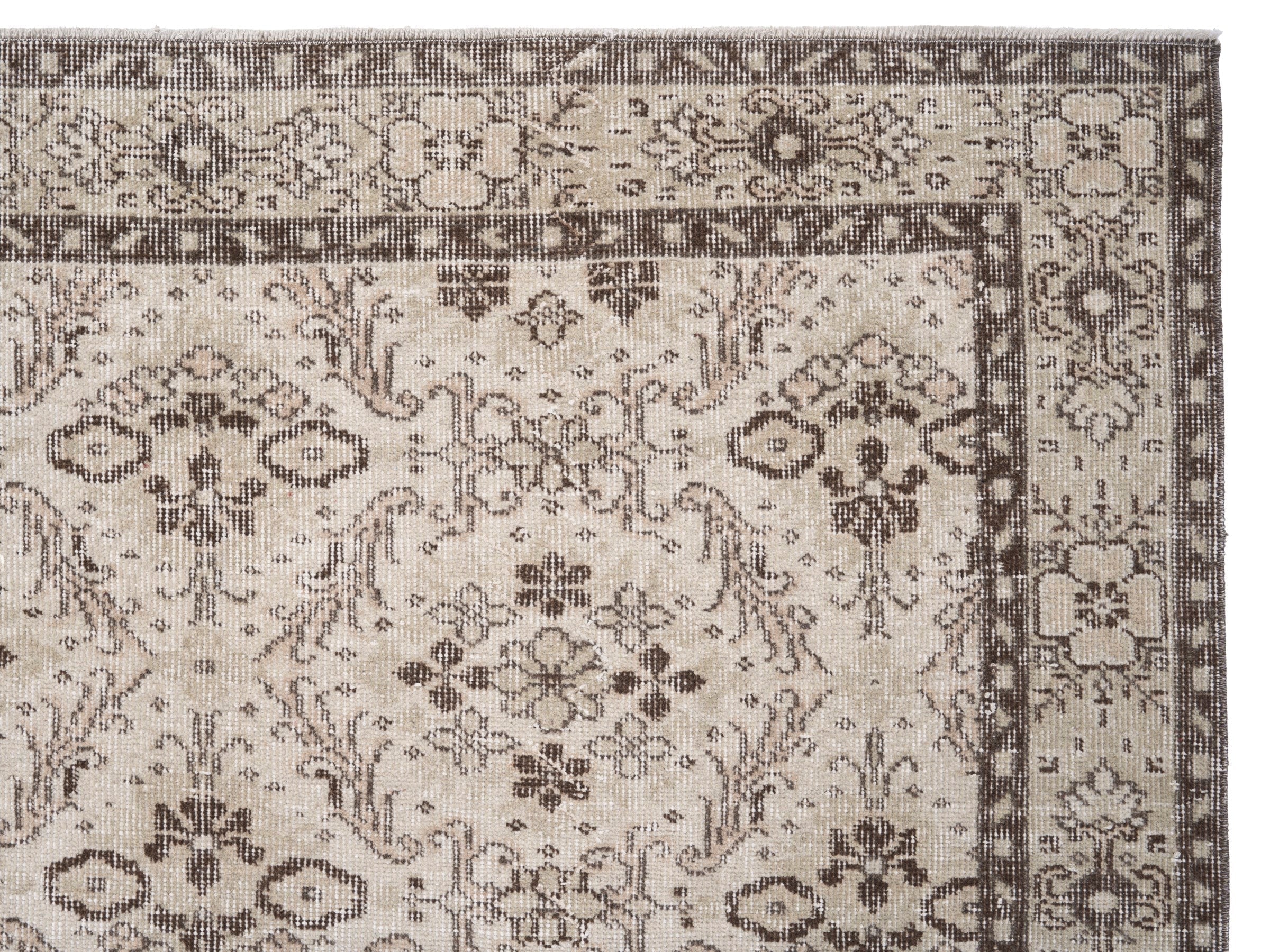 Turkish Isparta area rug in cream and greige, view 8 of 10