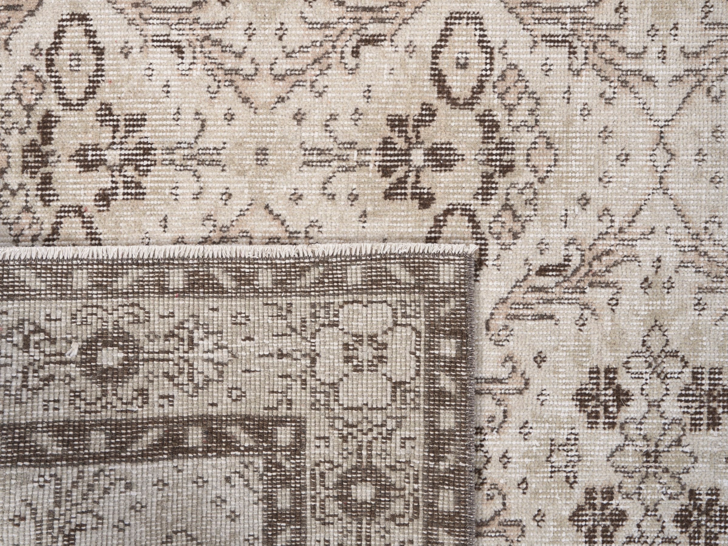 Turkish Isparta area rug in cream and greige, view 10 of 10