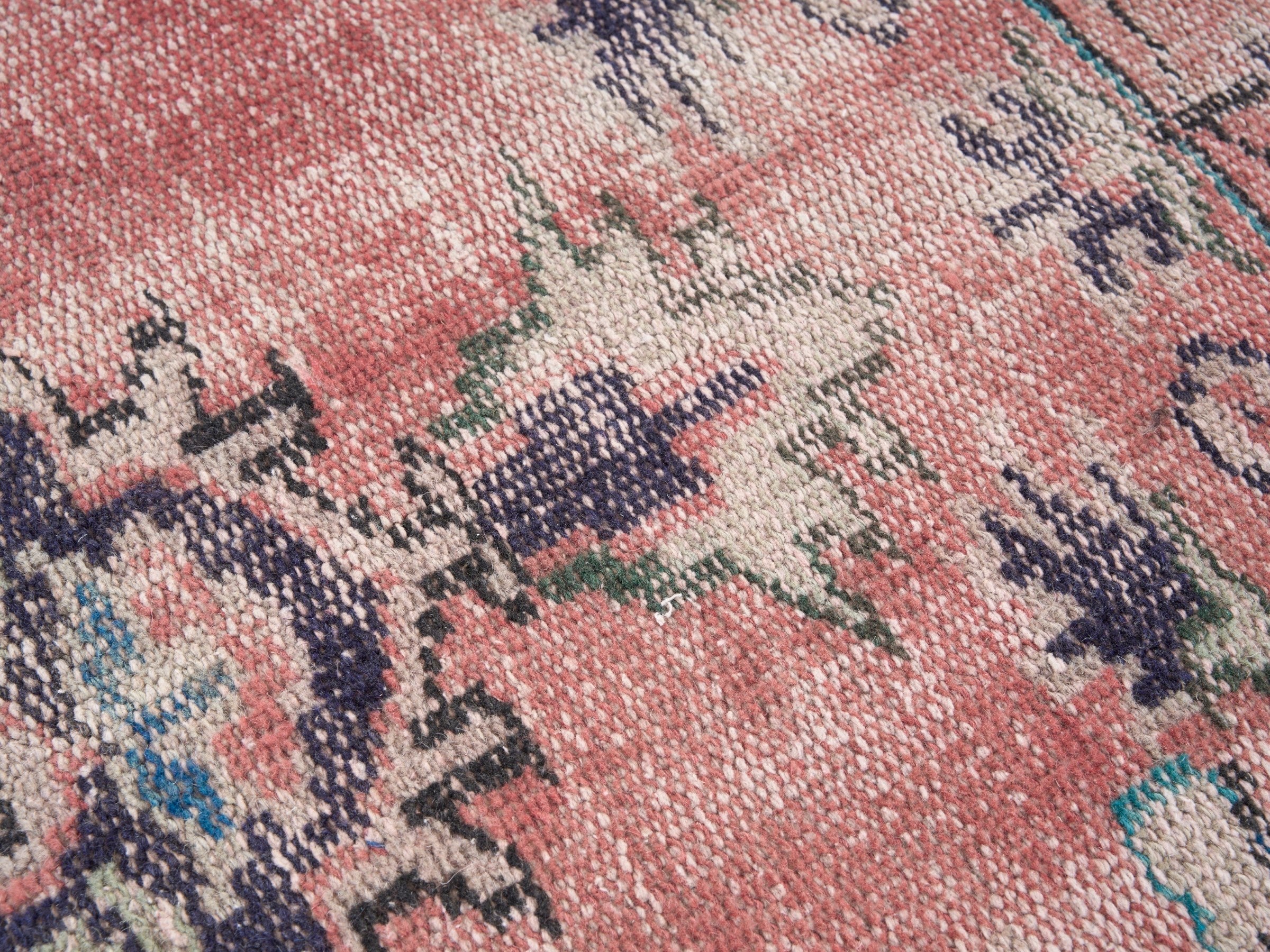 Turkish Manisa area rug in dusty rose and cream, view 7 of 10