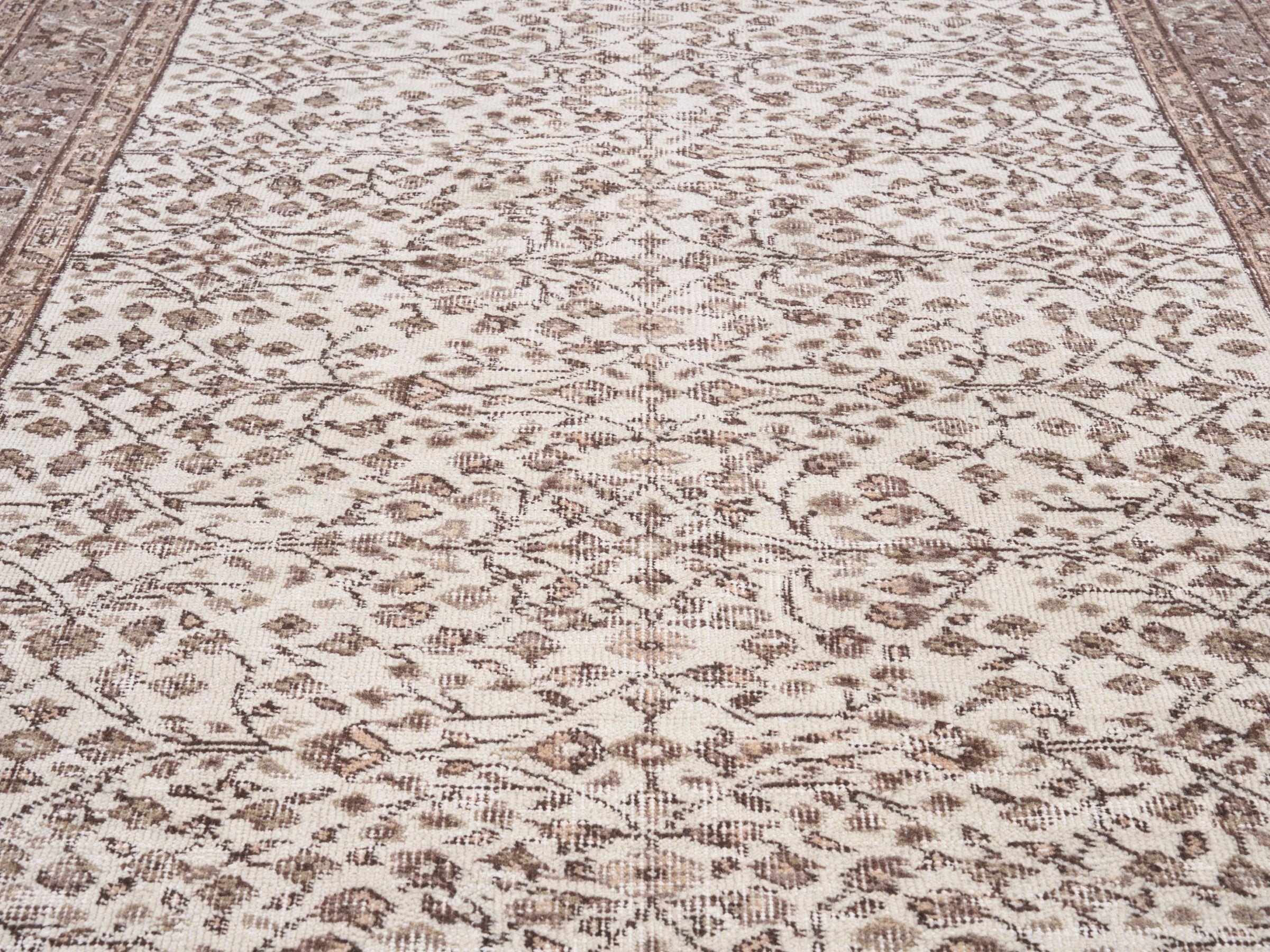 Turkish Isparta area rug in greige and taupe, view 4 of 10